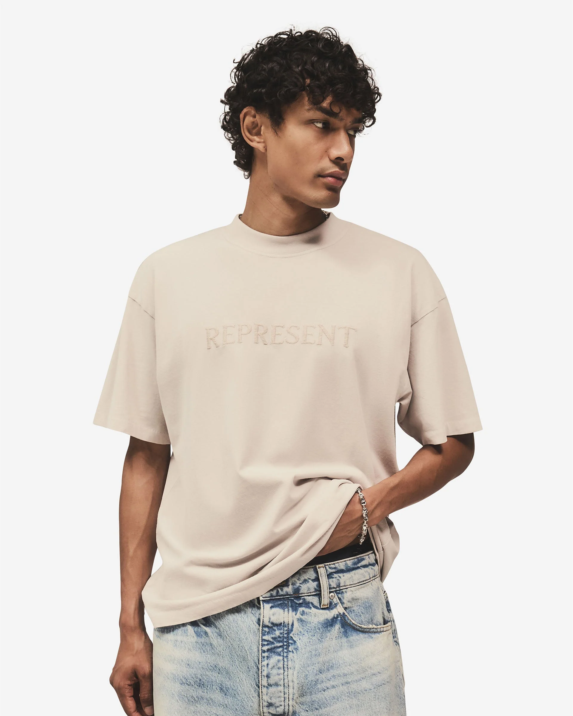 Embroidered Serif Logo T-Shirt - Concrete - Image 6