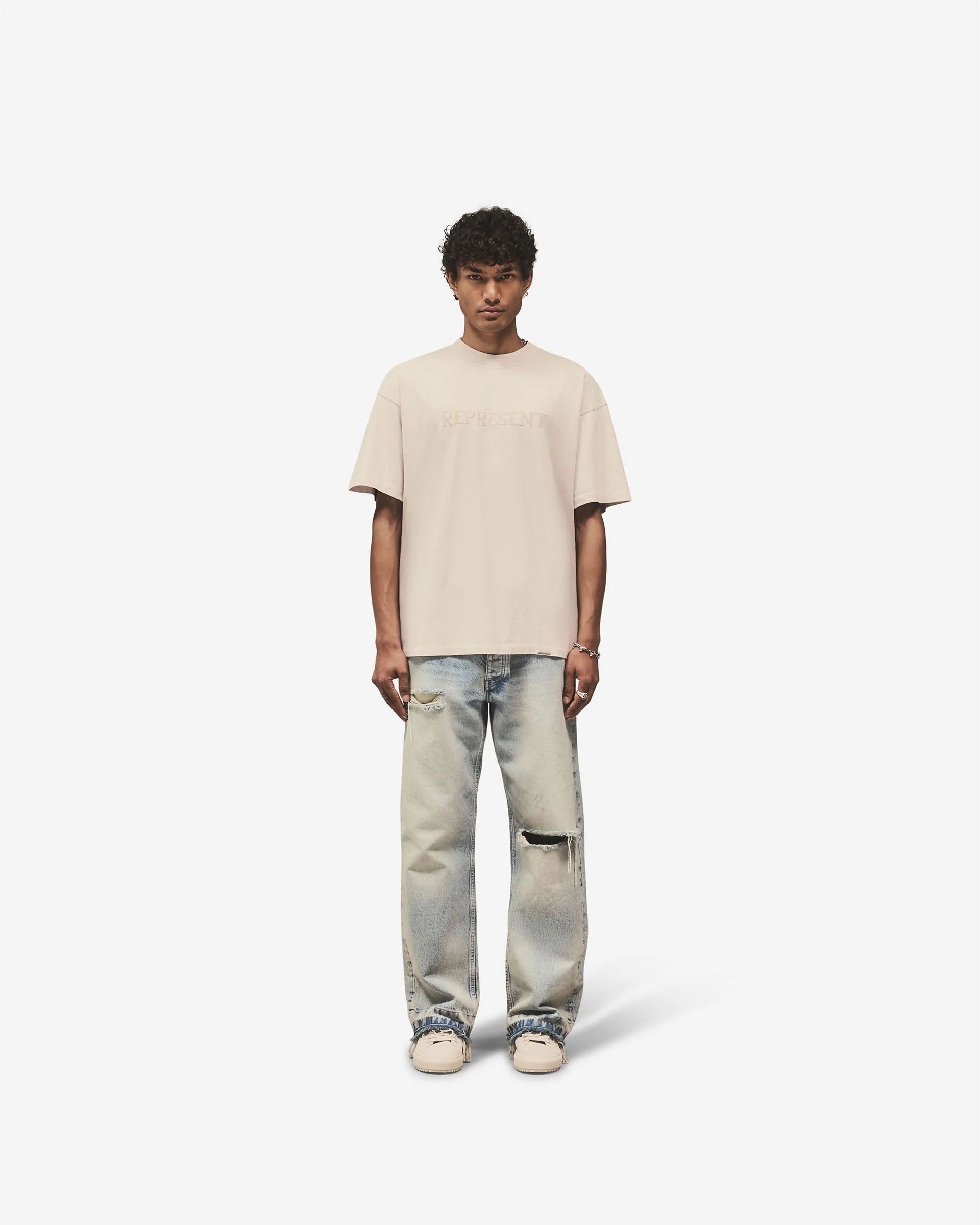 Embroidered Serif Logo T-Shirt - Concrete - Image 8
