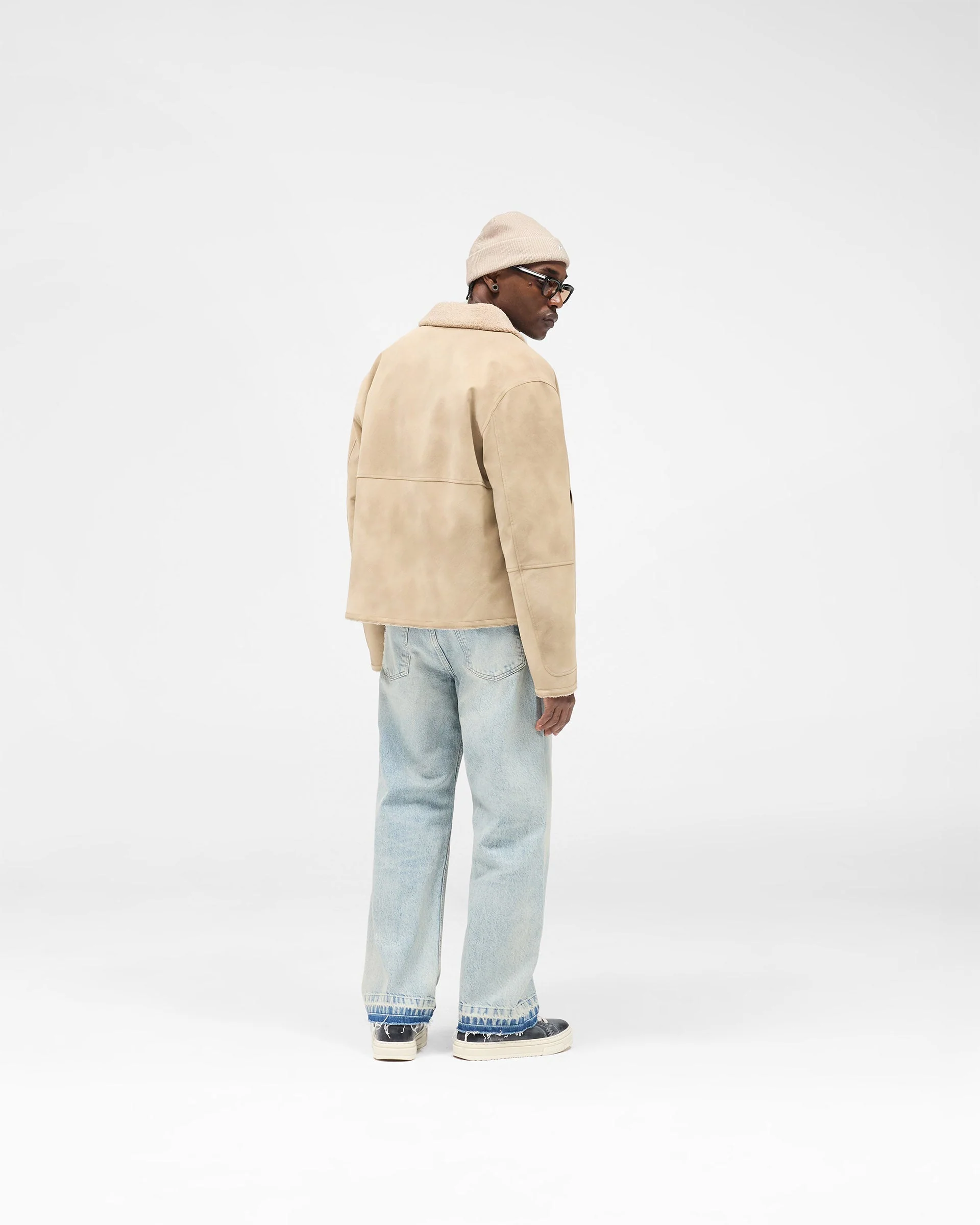Faux Shearling Jacket - Cafe - Image 11