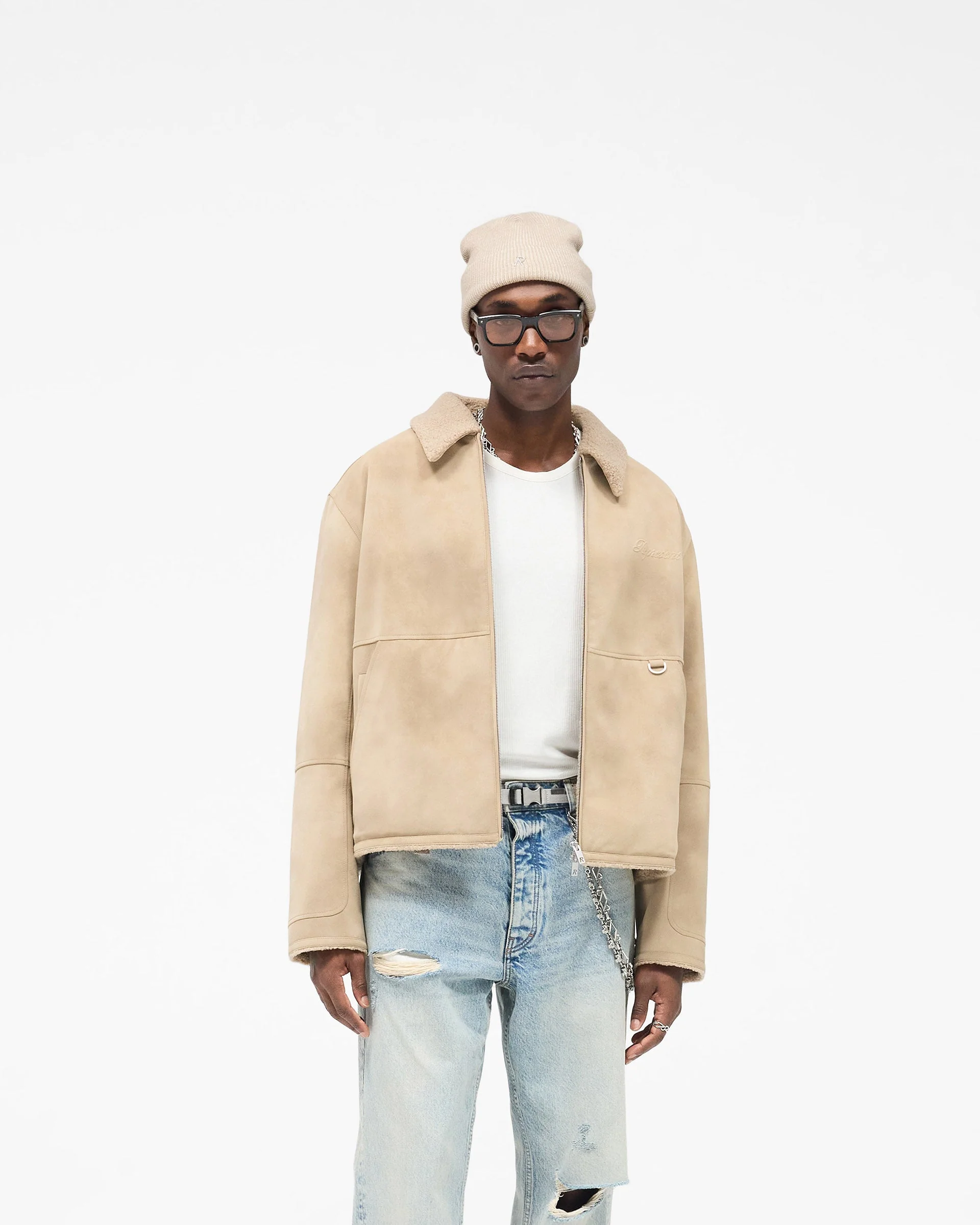 Faux Shearling Jacket - Cafe - Image 3
