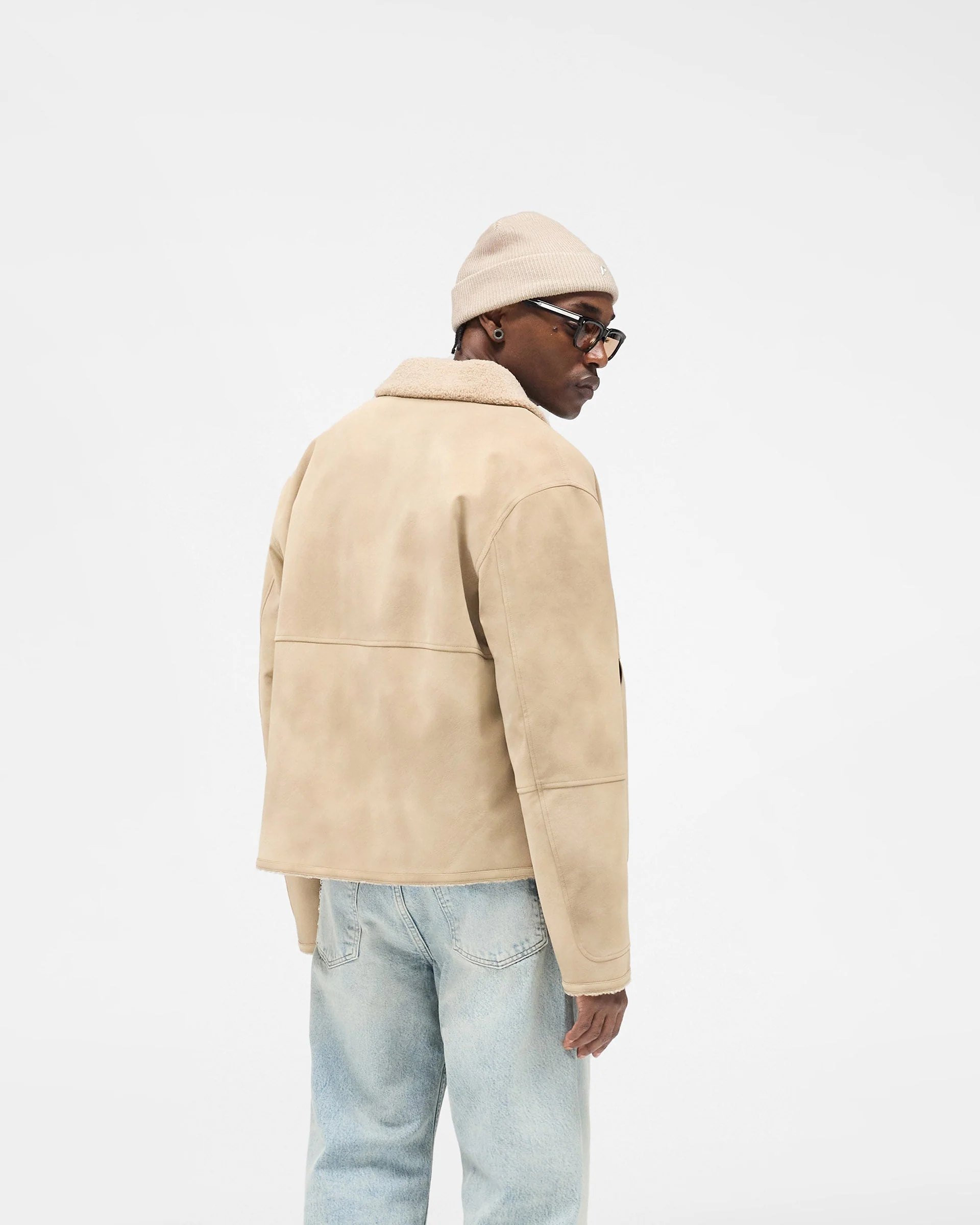Faux Shearling Jacket - Cafe - Image 6