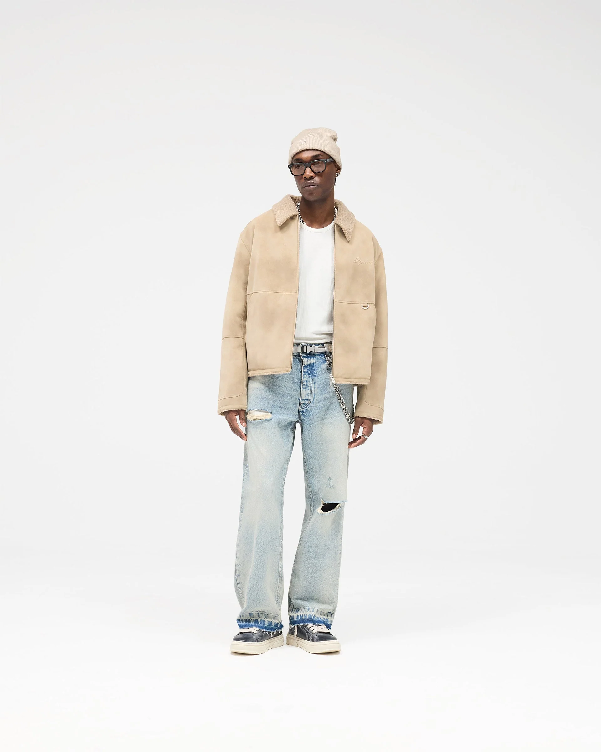 Faux Shearling Jacket - Cafe - Image 8