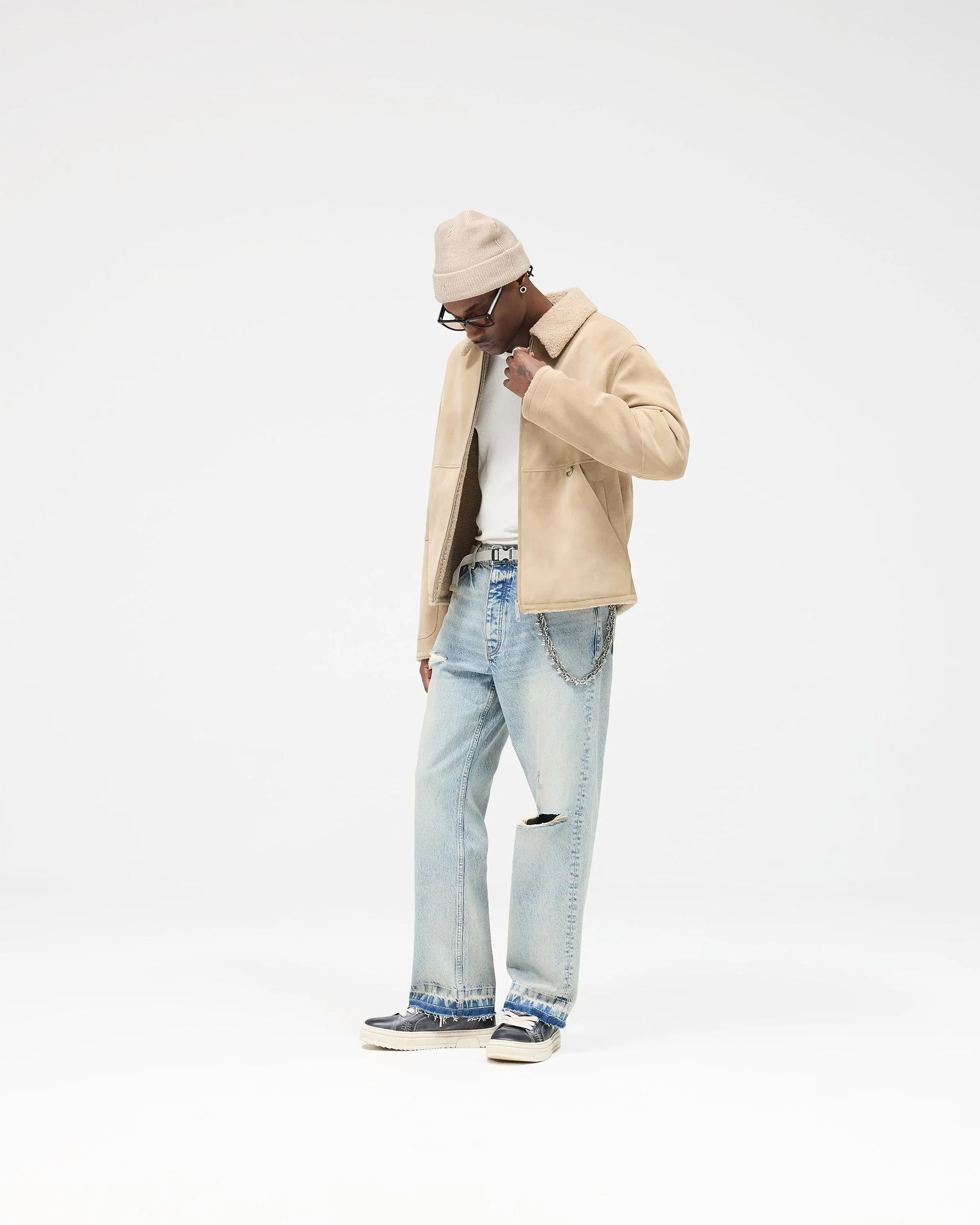 Faux Shearling Jacket - Cafe - Image 9