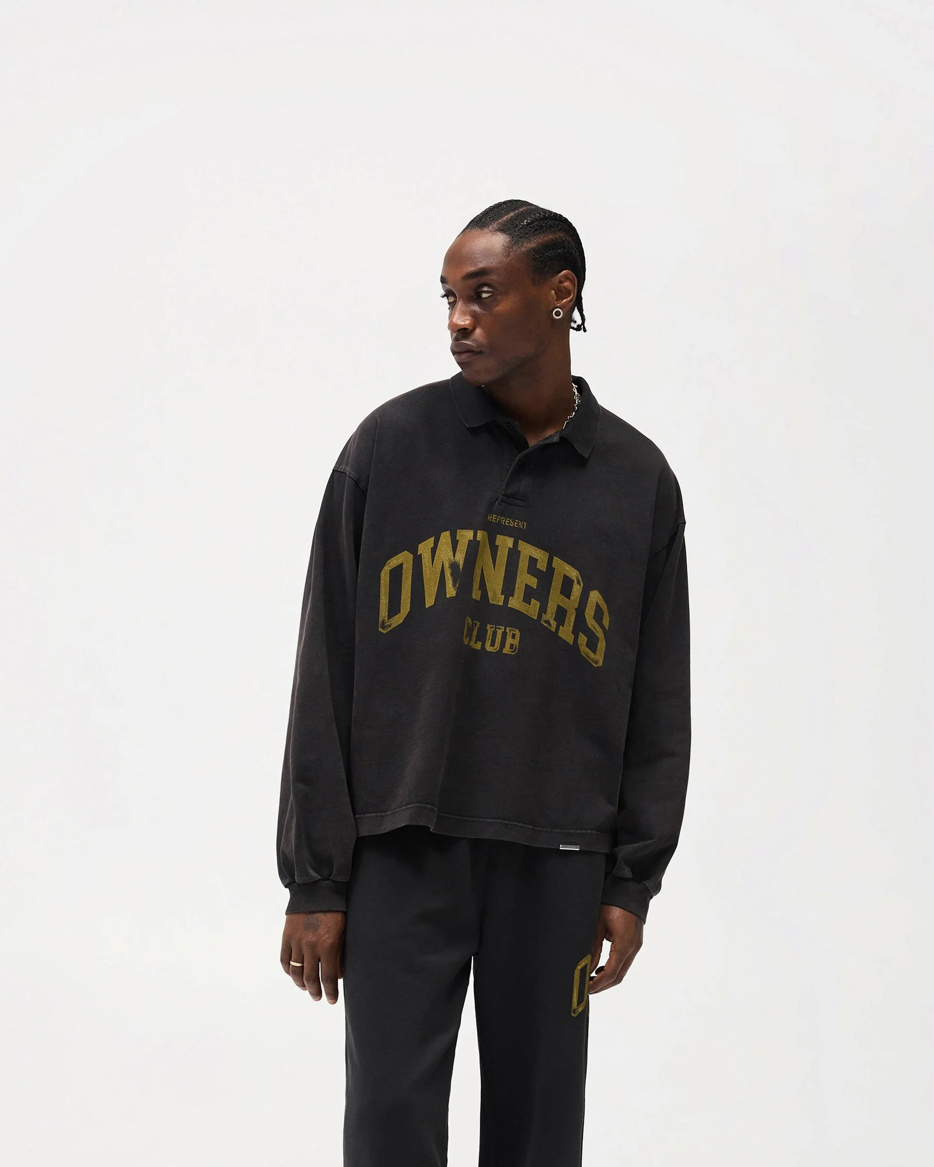 Represent Owners Club Rugby Polo - Faded Black - Image 3