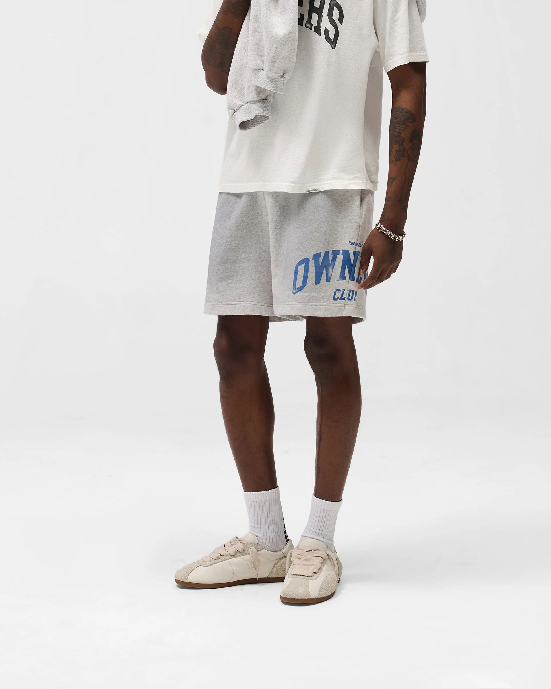 Represent Owners Club Shorts - Sprayed Ice Grey Marl - Image 3