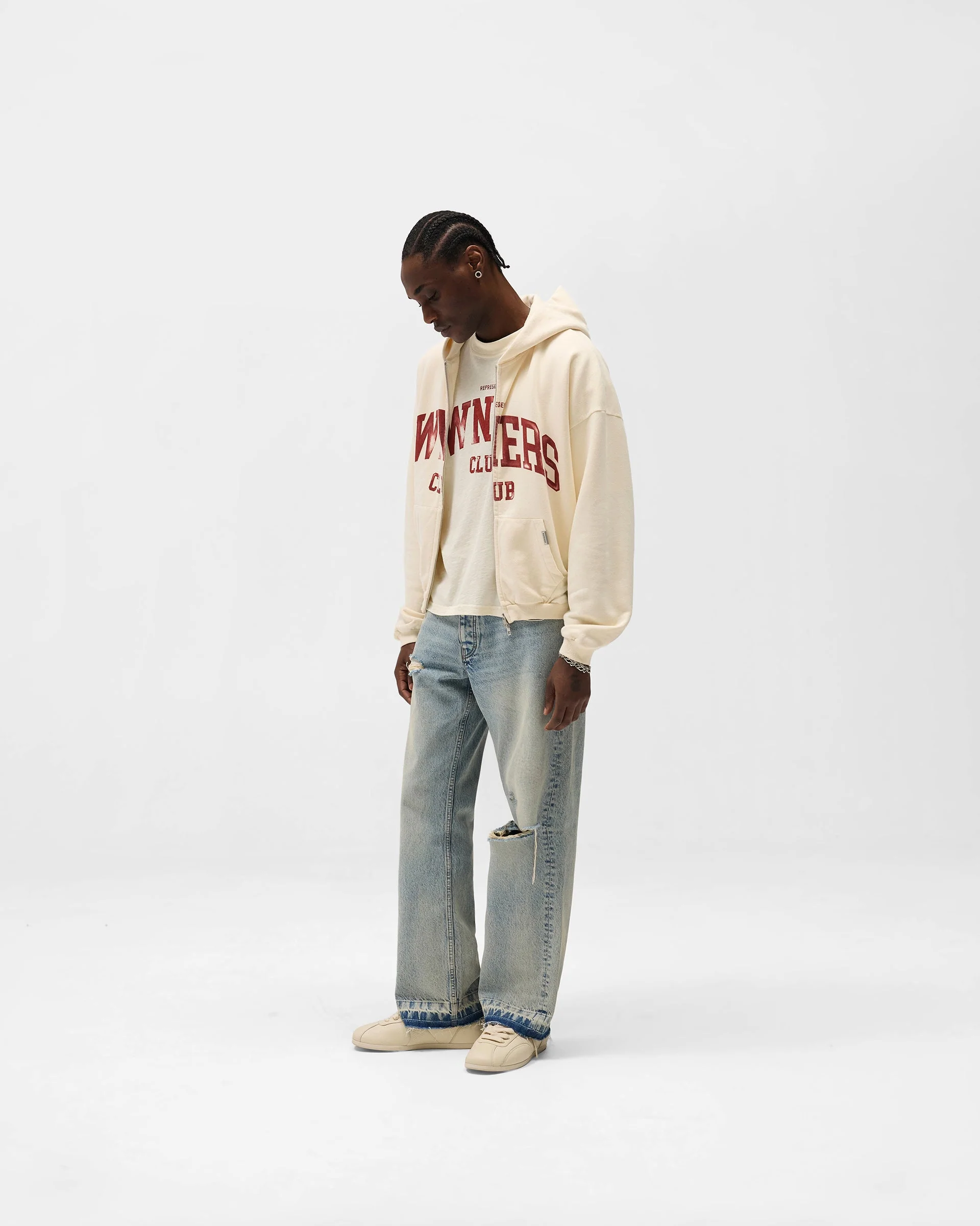 Represent Owners Club Zip Through Hoodie - Buttercream - Image 7