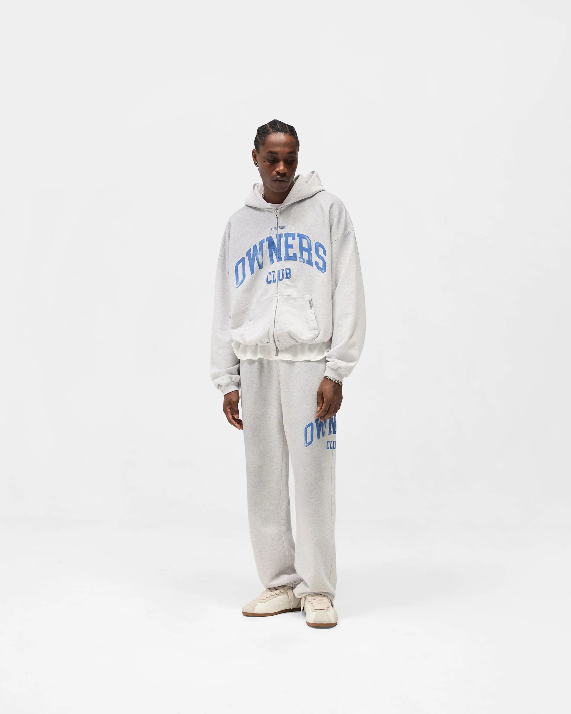 Represent Owners Club Zip Through Hoodie - Sprayed Ice Grey Marl - Image 10