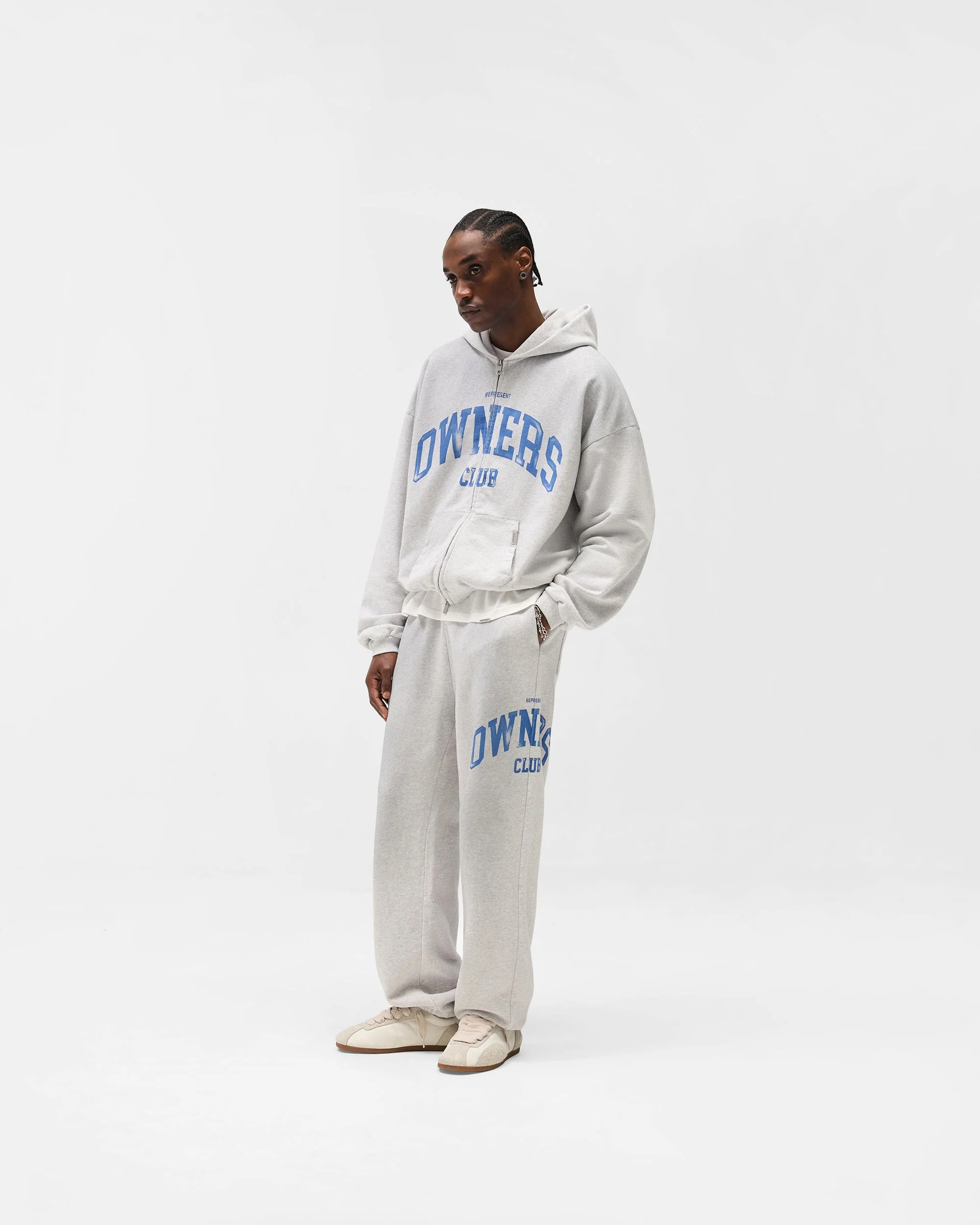 Represent Owners Club Zip Through Hoodie - Sprayed Ice Grey Marl - Image 11