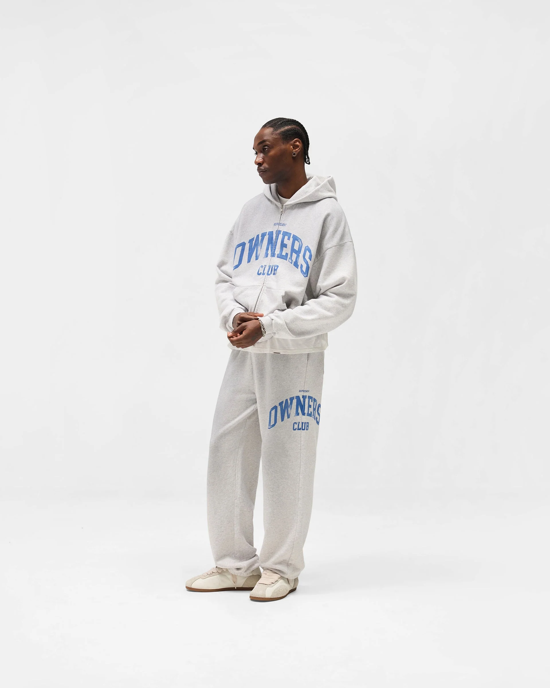 Represent Owners Club Zip Through Hoodie - Sprayed Ice Grey Marl - Image 12