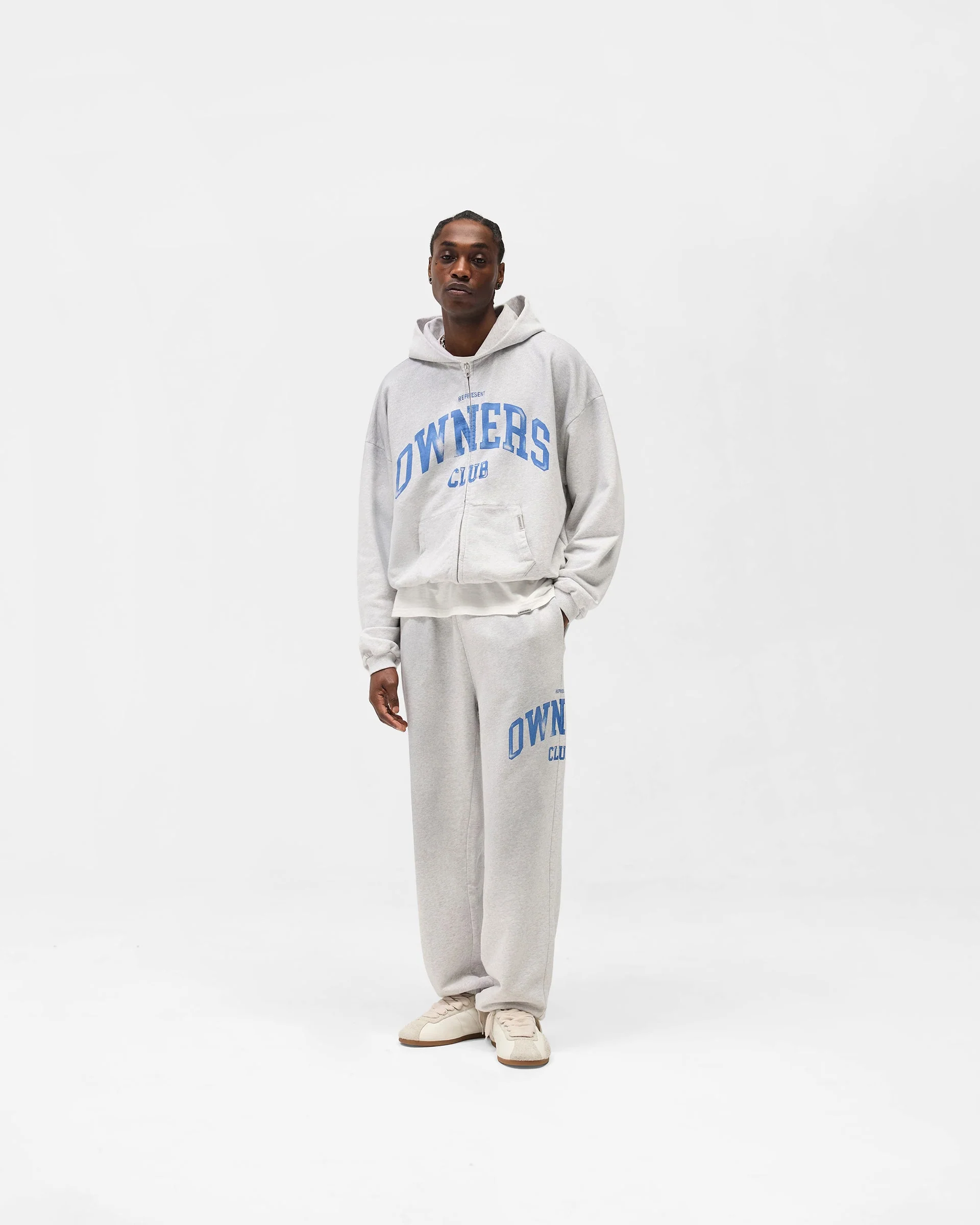 Represent Owners Club Zip Through Hoodie - Sprayed Ice Grey Marl - Image 9