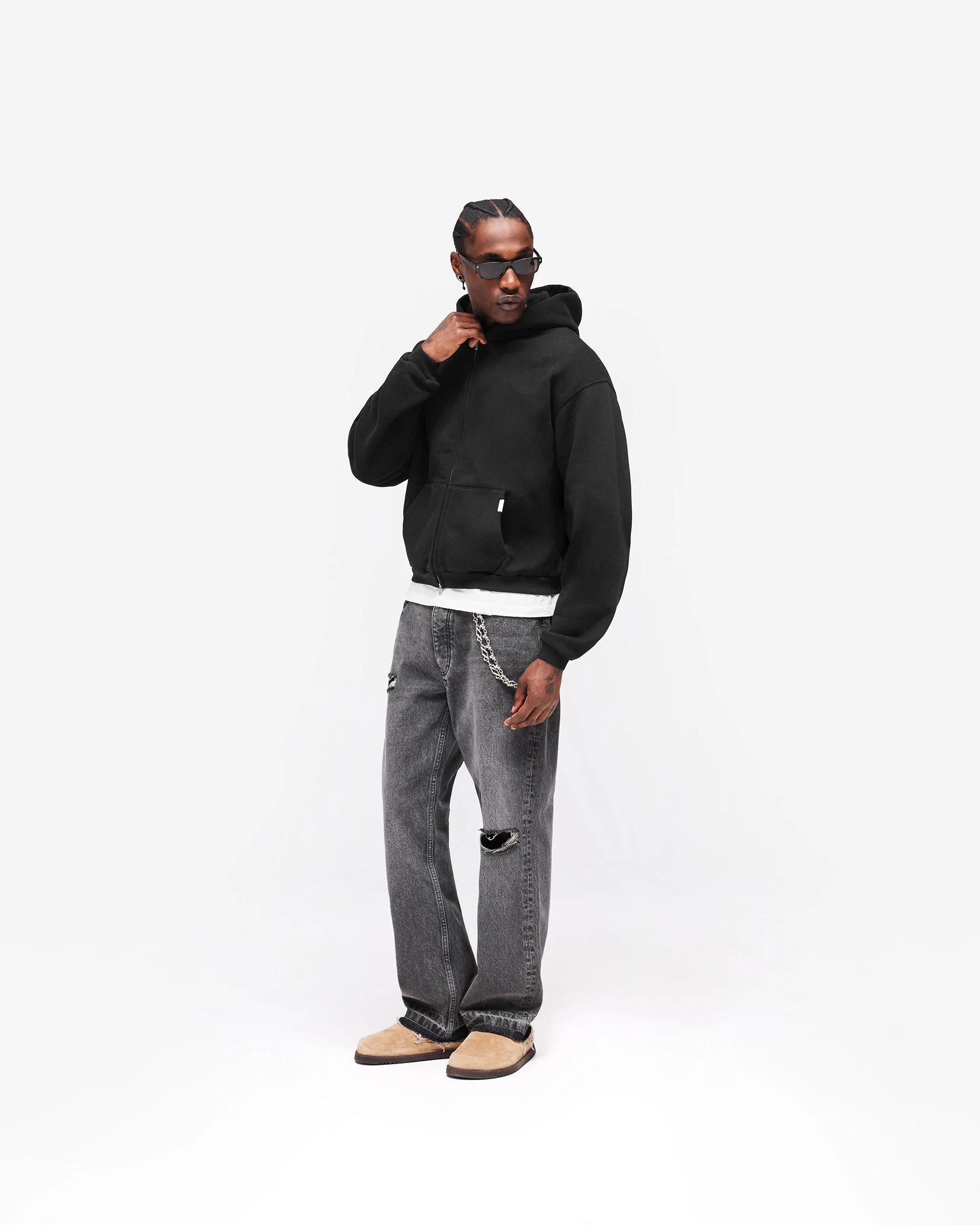 GH Shrunken Zip Hoodie - Jet Black - Image 10