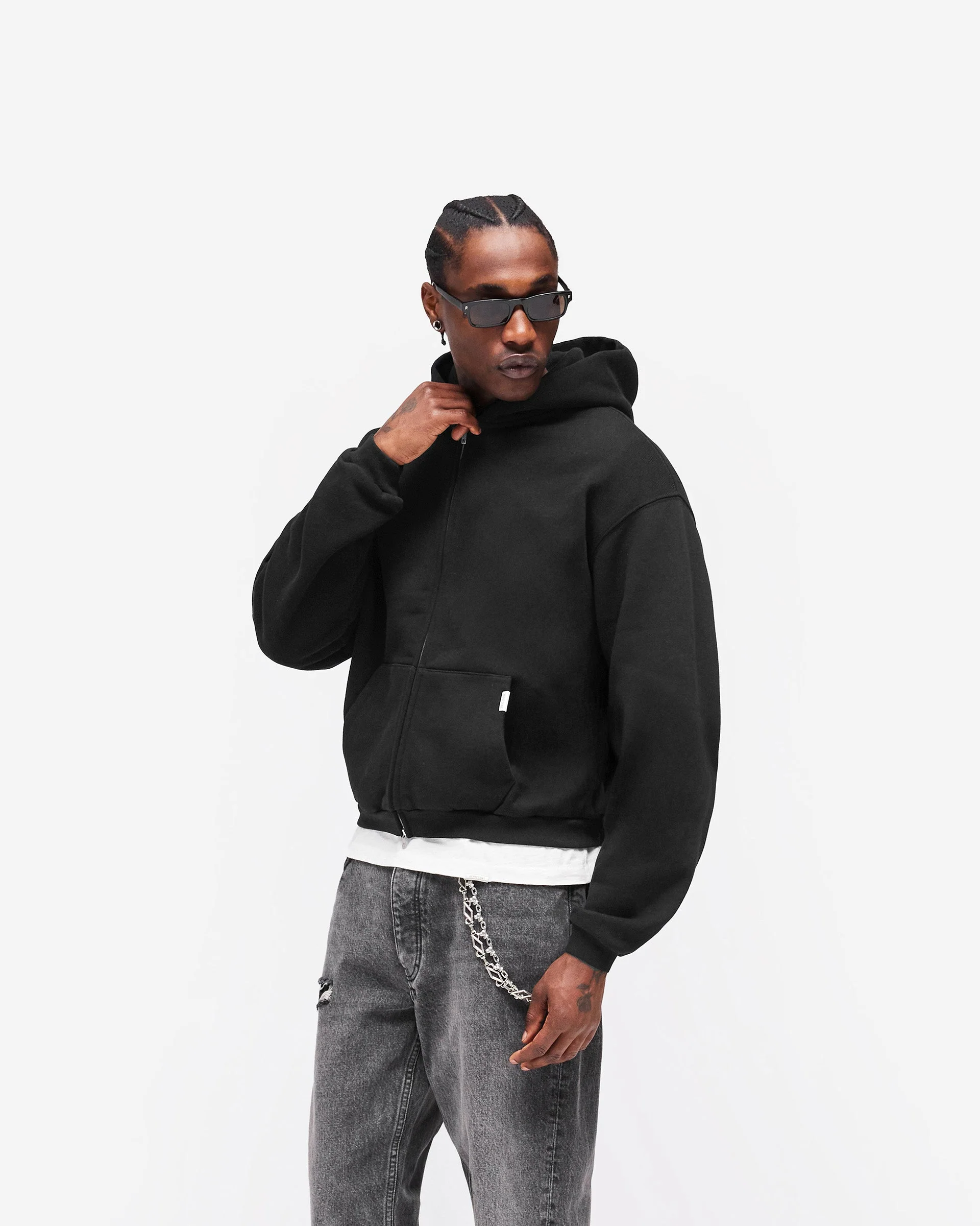 GH Shrunken Zip Hoodie - Jet Black - Image 4