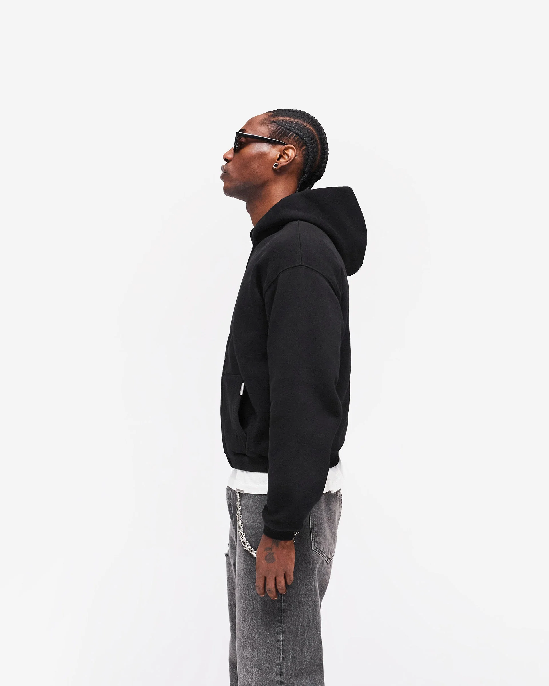 GH Shrunken Zip Hoodie - Jet Black - Image 5