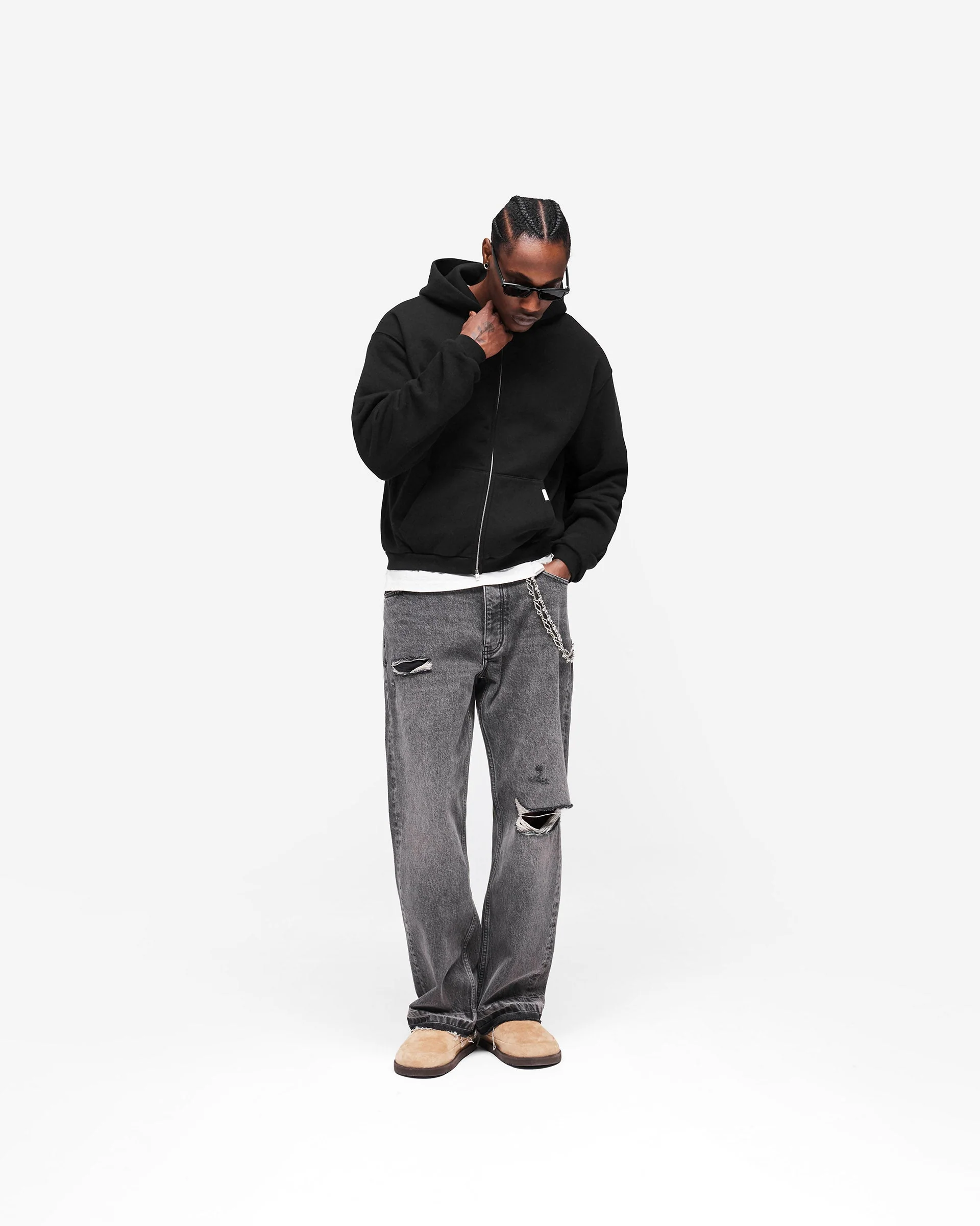GH Shrunken Zip Hoodie - Jet Black - Image 7