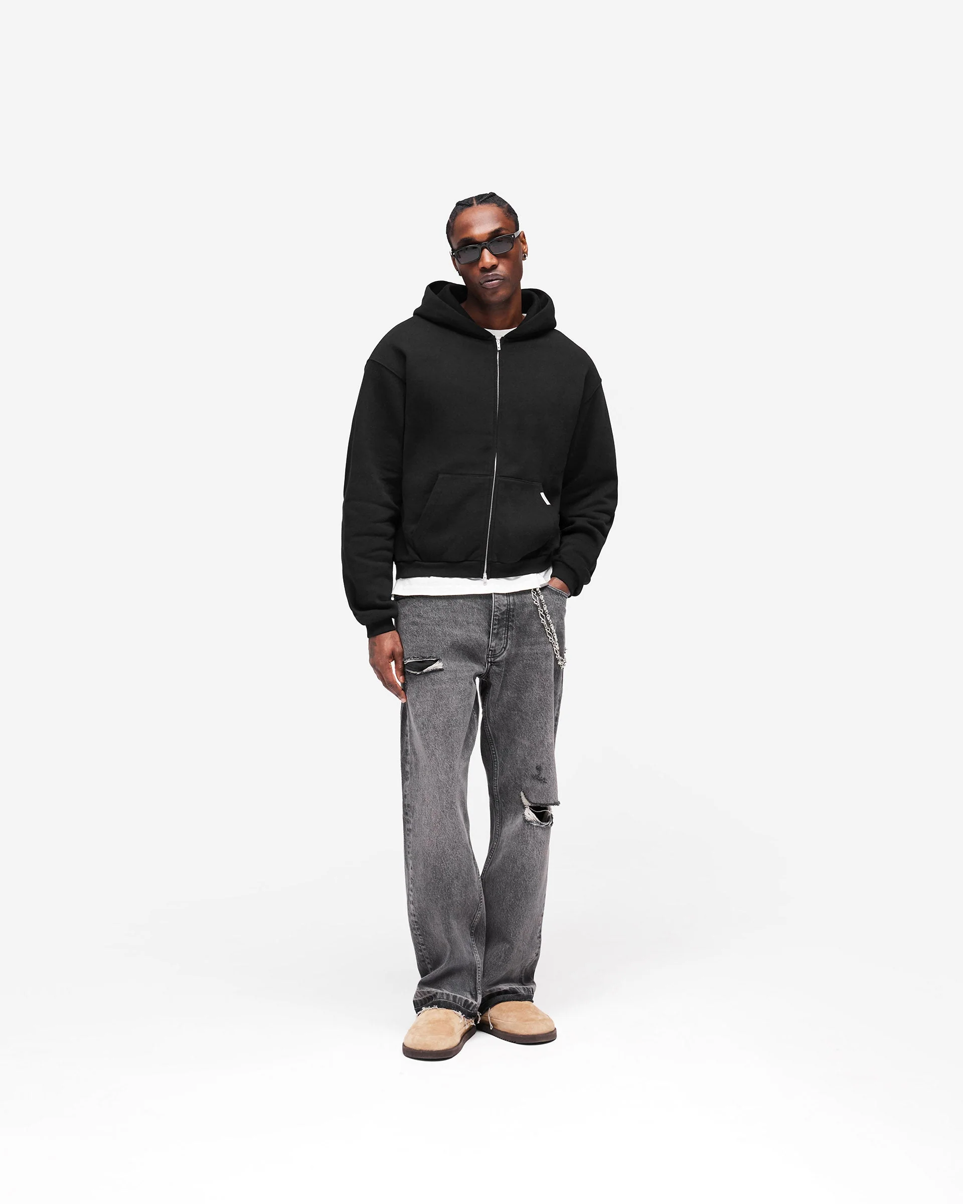 GH Shrunken Zip Hoodie - Jet Black - Image 8