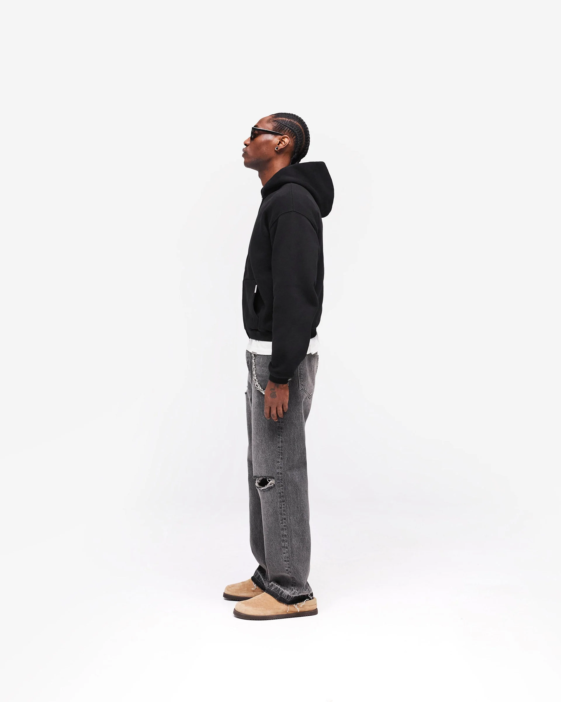 GH Shrunken Zip Hoodie - Jet Black - Image 9