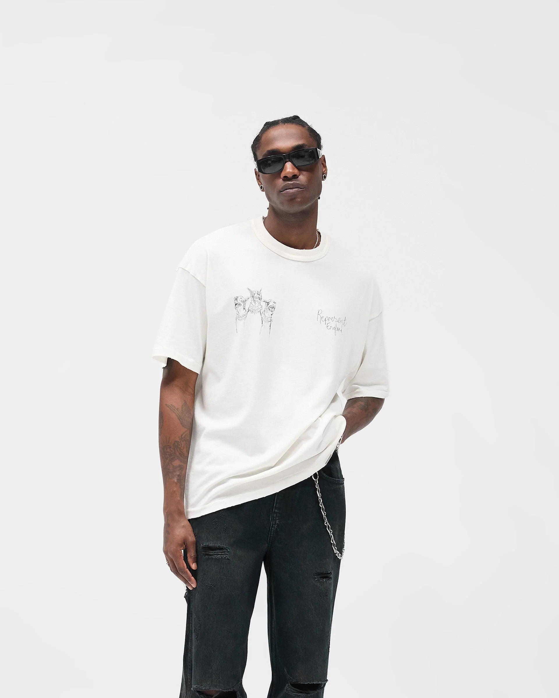 Hand Drawn Thoroughbred T-Shirt - Flat White - Image 3