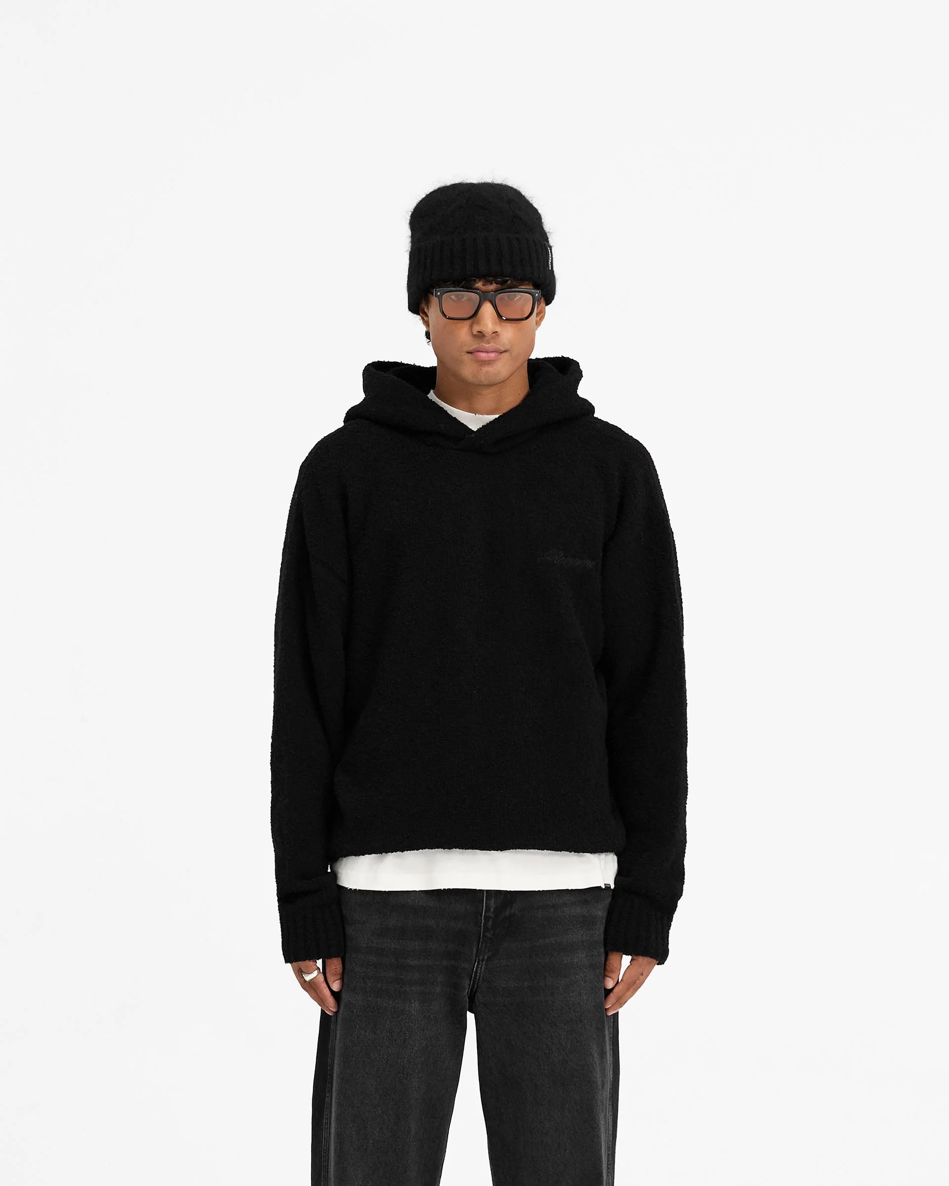 Heavy Boucle Hoodie - Jet Black - Image 3