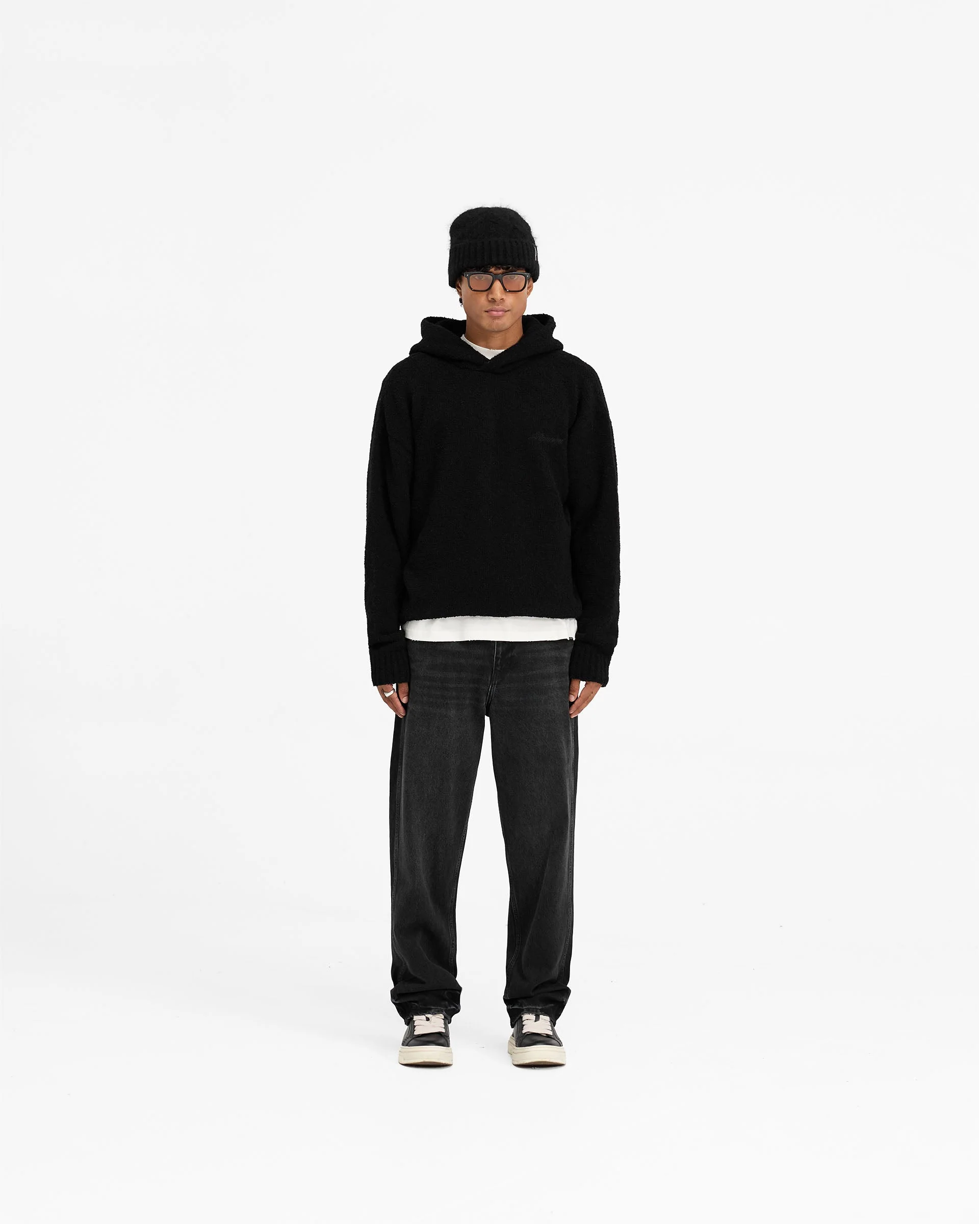 Heavy Boucle Hoodie - Jet Black - Image 5