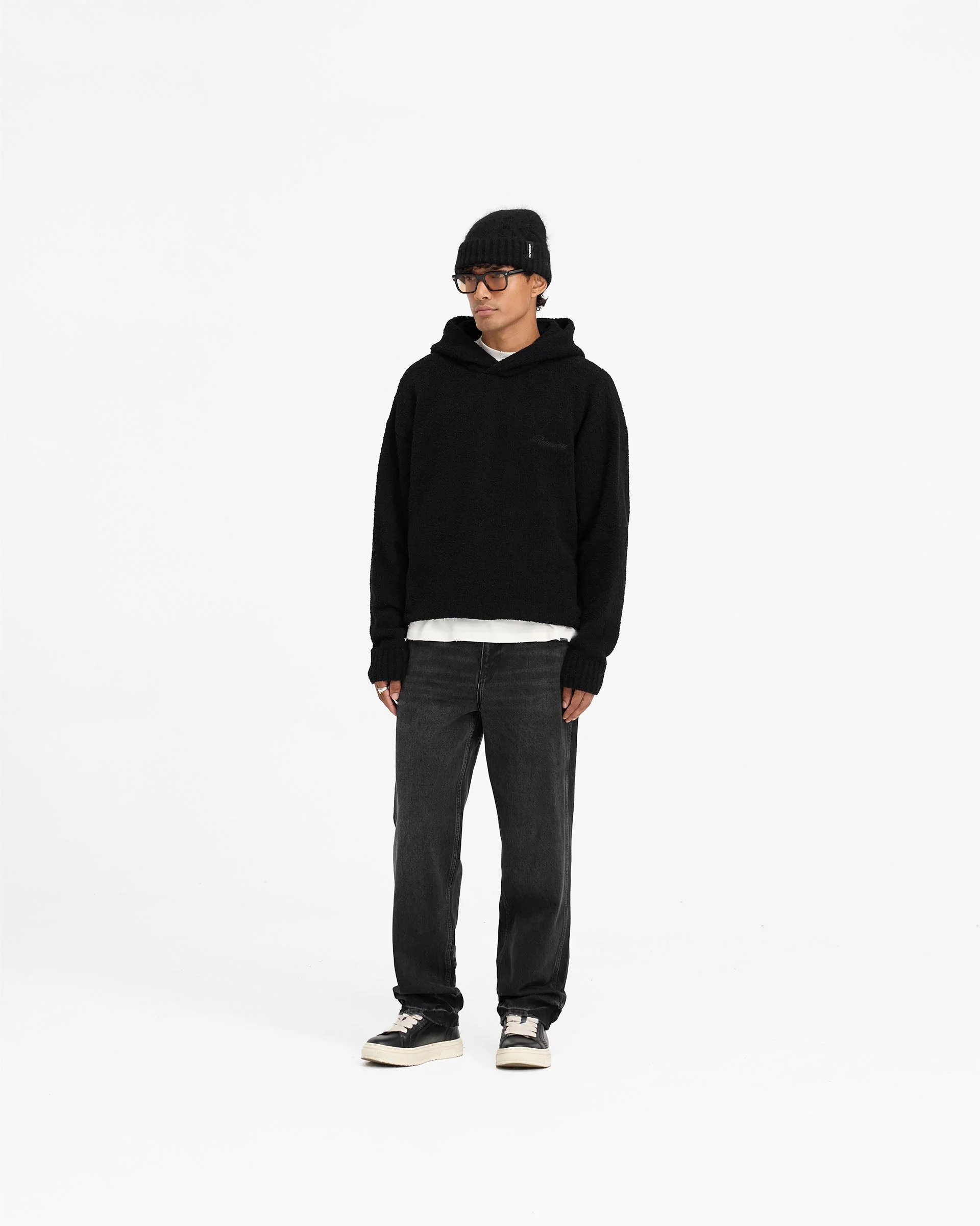 Heavy Boucle Hoodie - Jet Black - Image 6