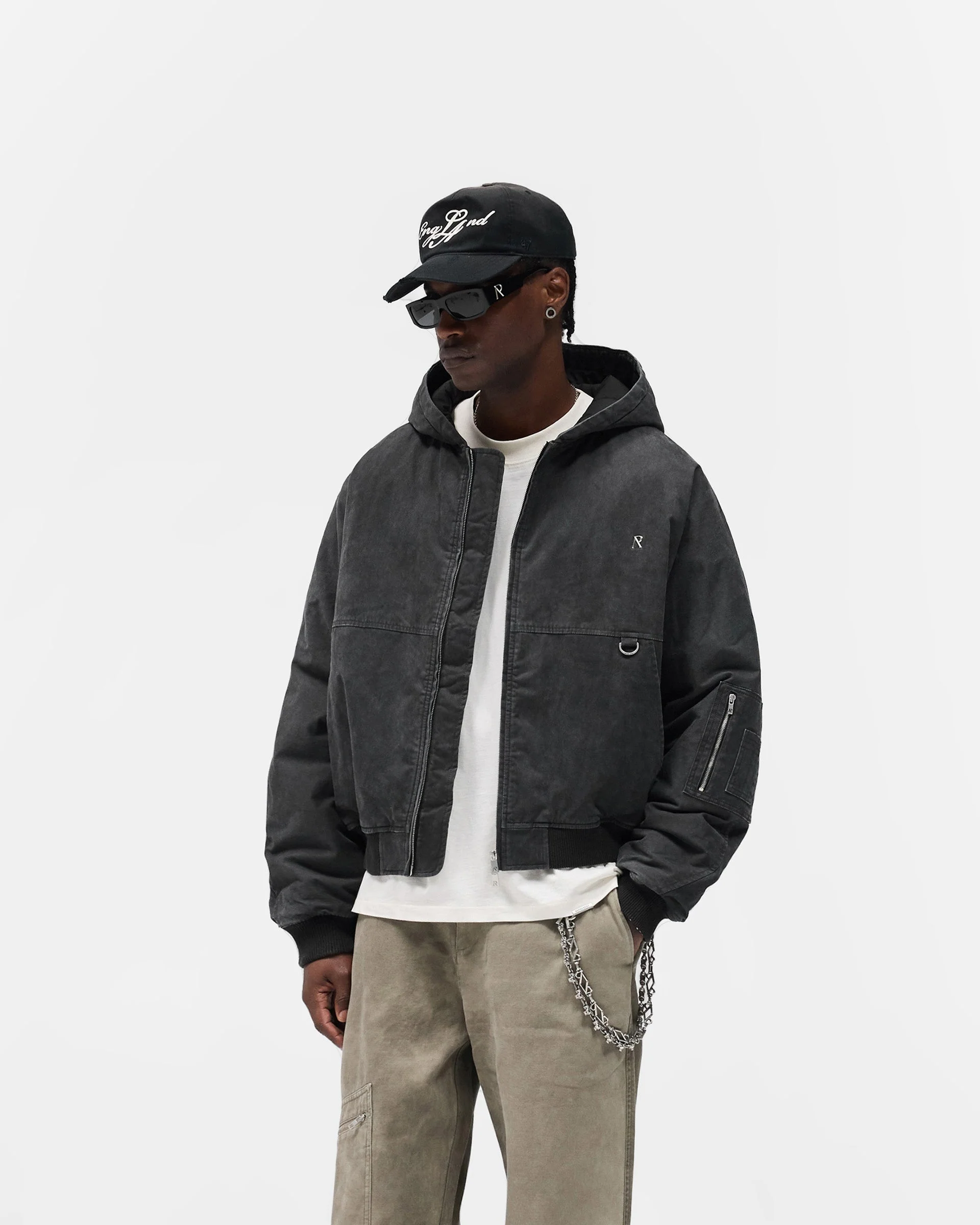 Hooded Bomber - Washed Black - Image 2