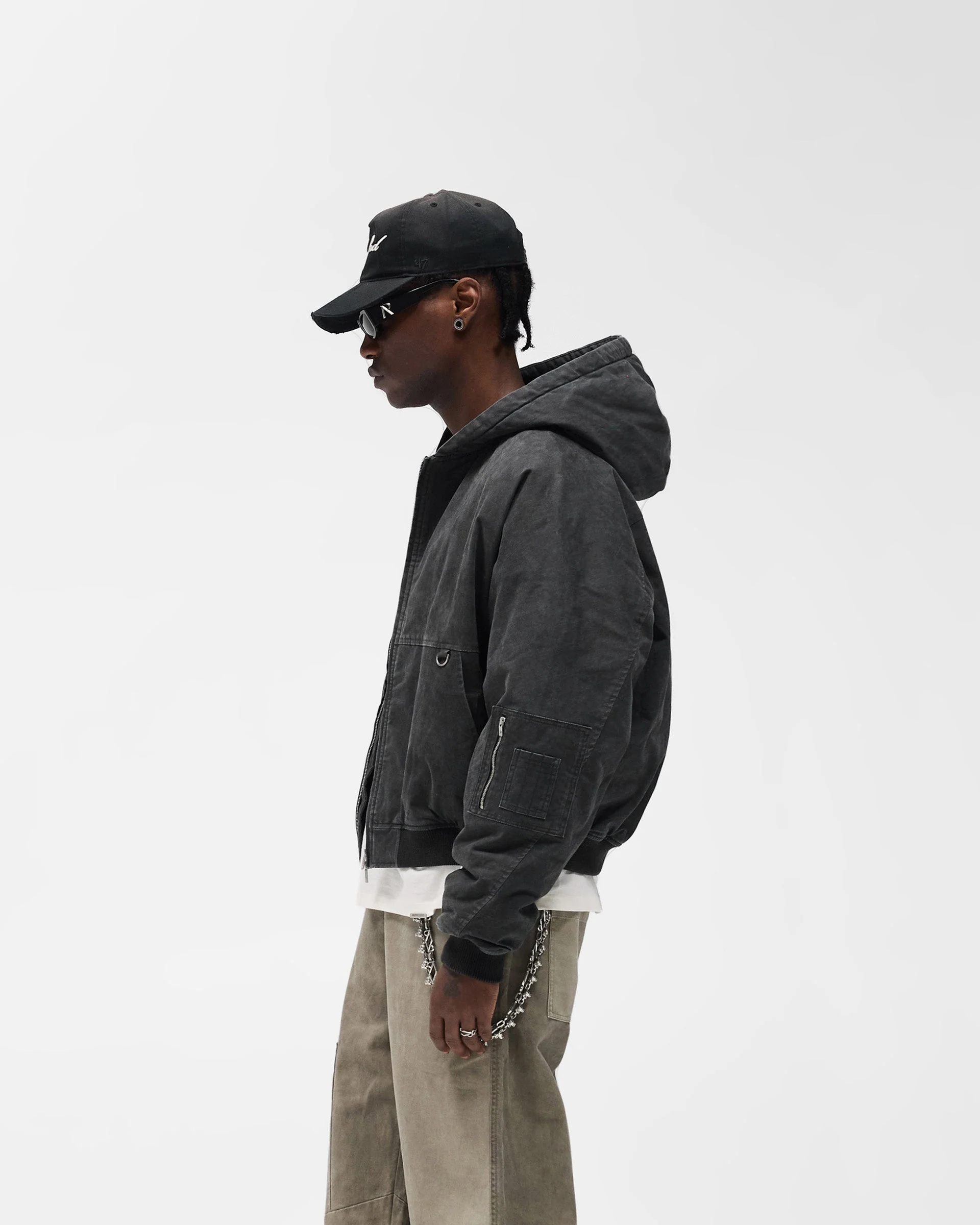 Hooded Bomber - Washed Black - Image 4