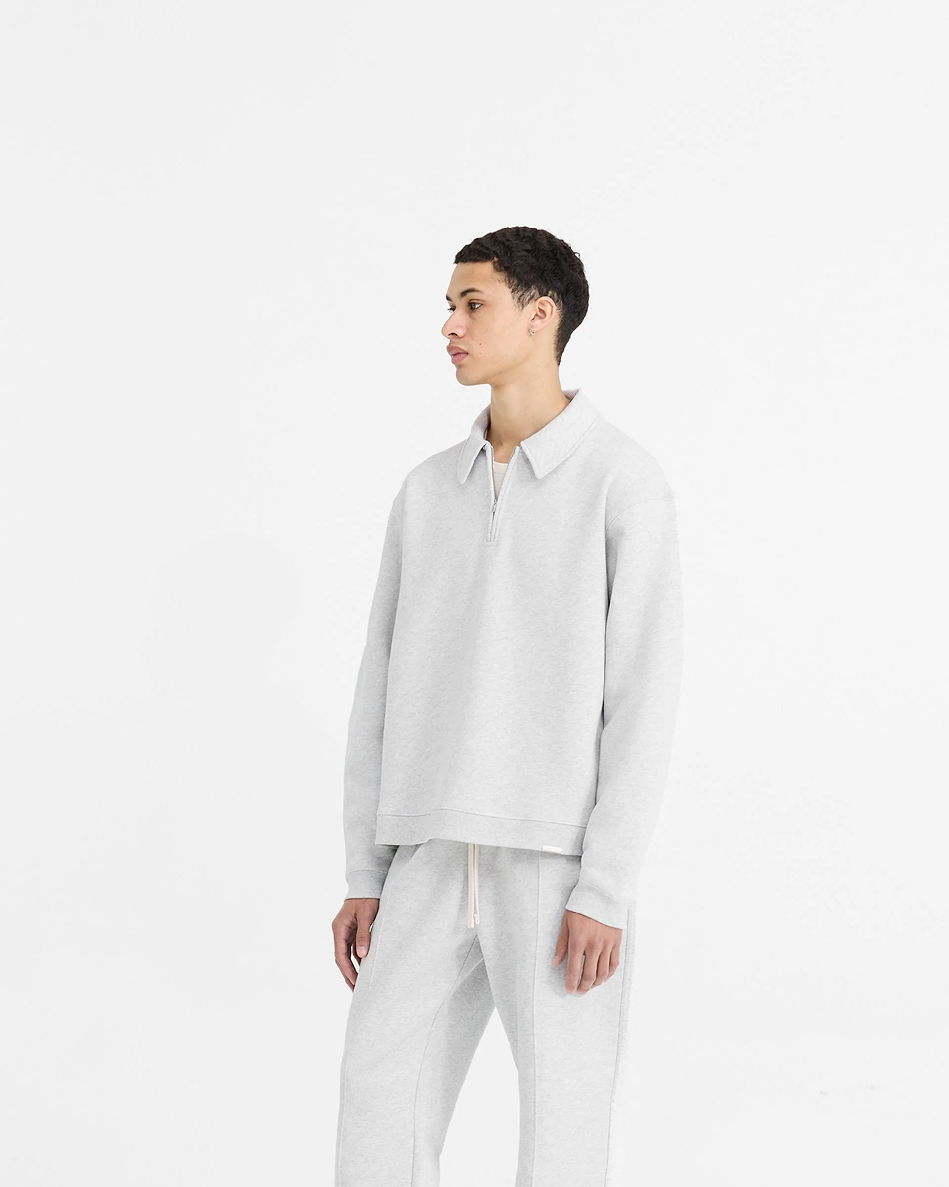 Initial Boxy Quarter Zip - Ice Grey Marl - Image 2