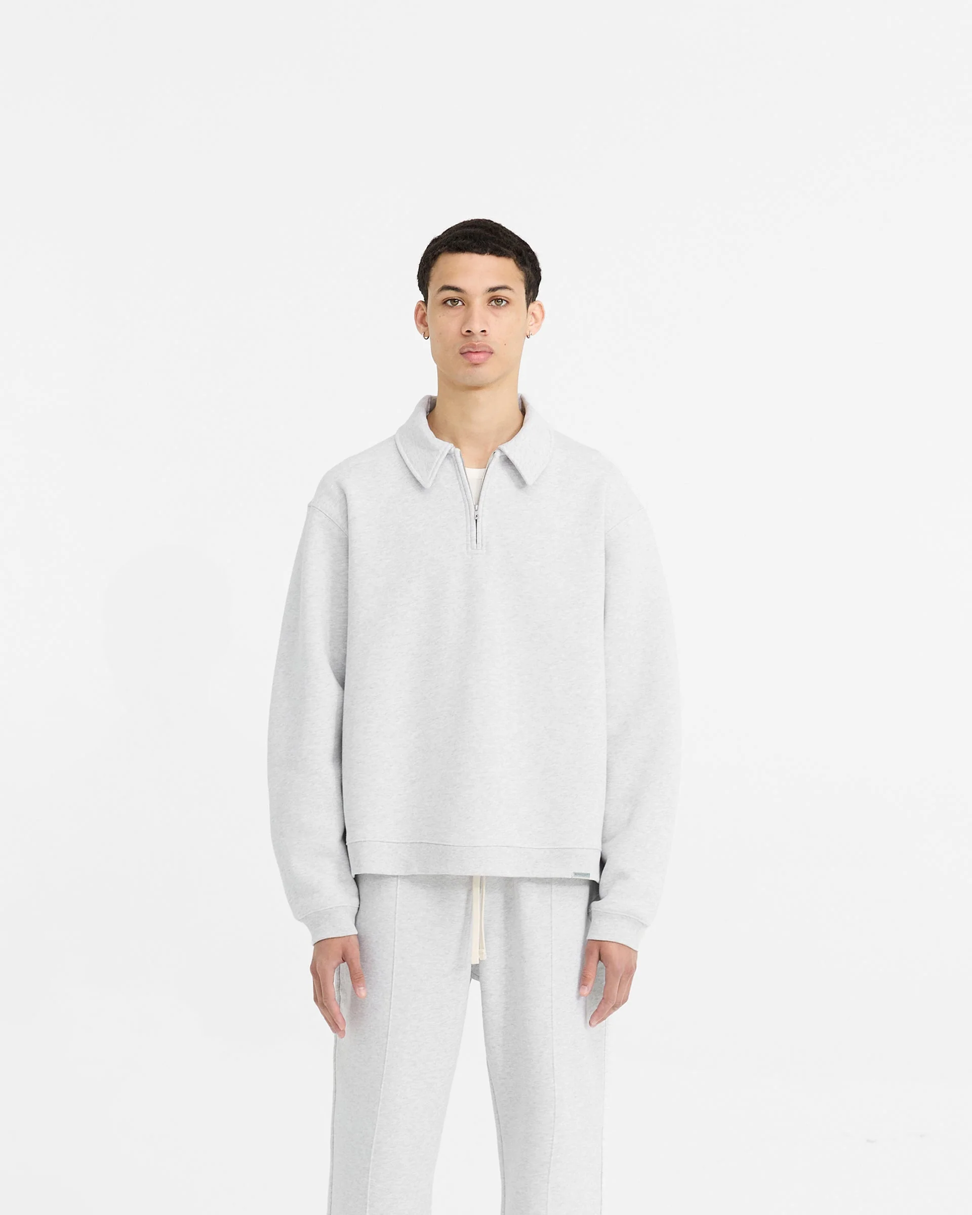 Initial Boxy Quarter Zip - Ice Grey Marl - Image 3