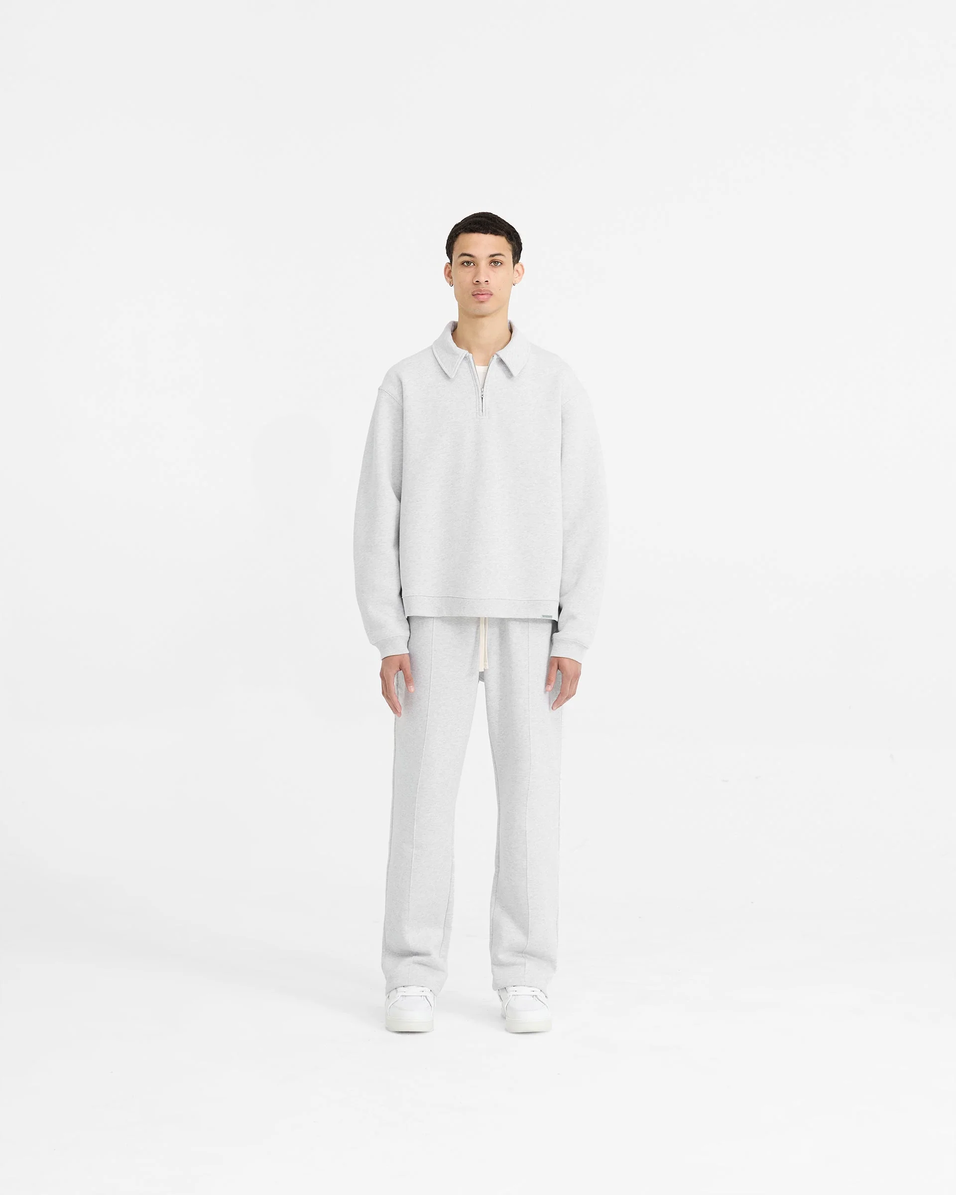 Initial Boxy Quarter Zip - Ice Grey Marl - Image 5