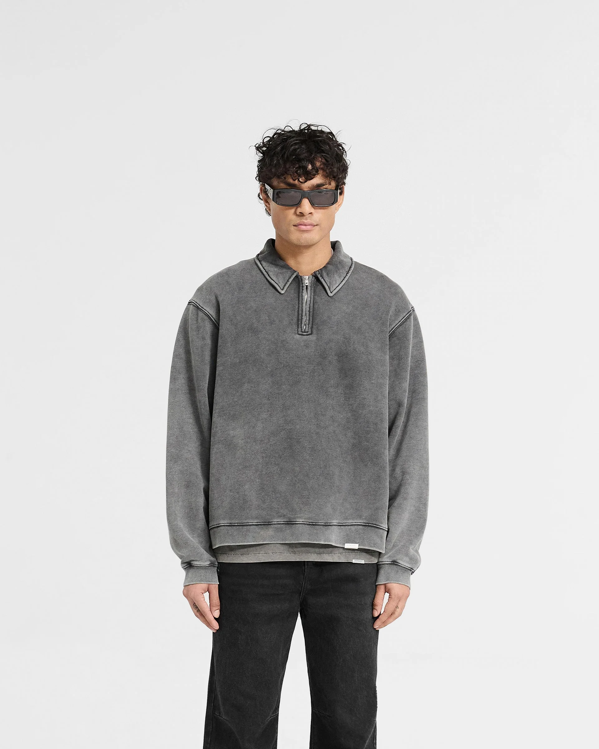 Initial Boxy Quarter Zip - Vintage Grey - Image 3