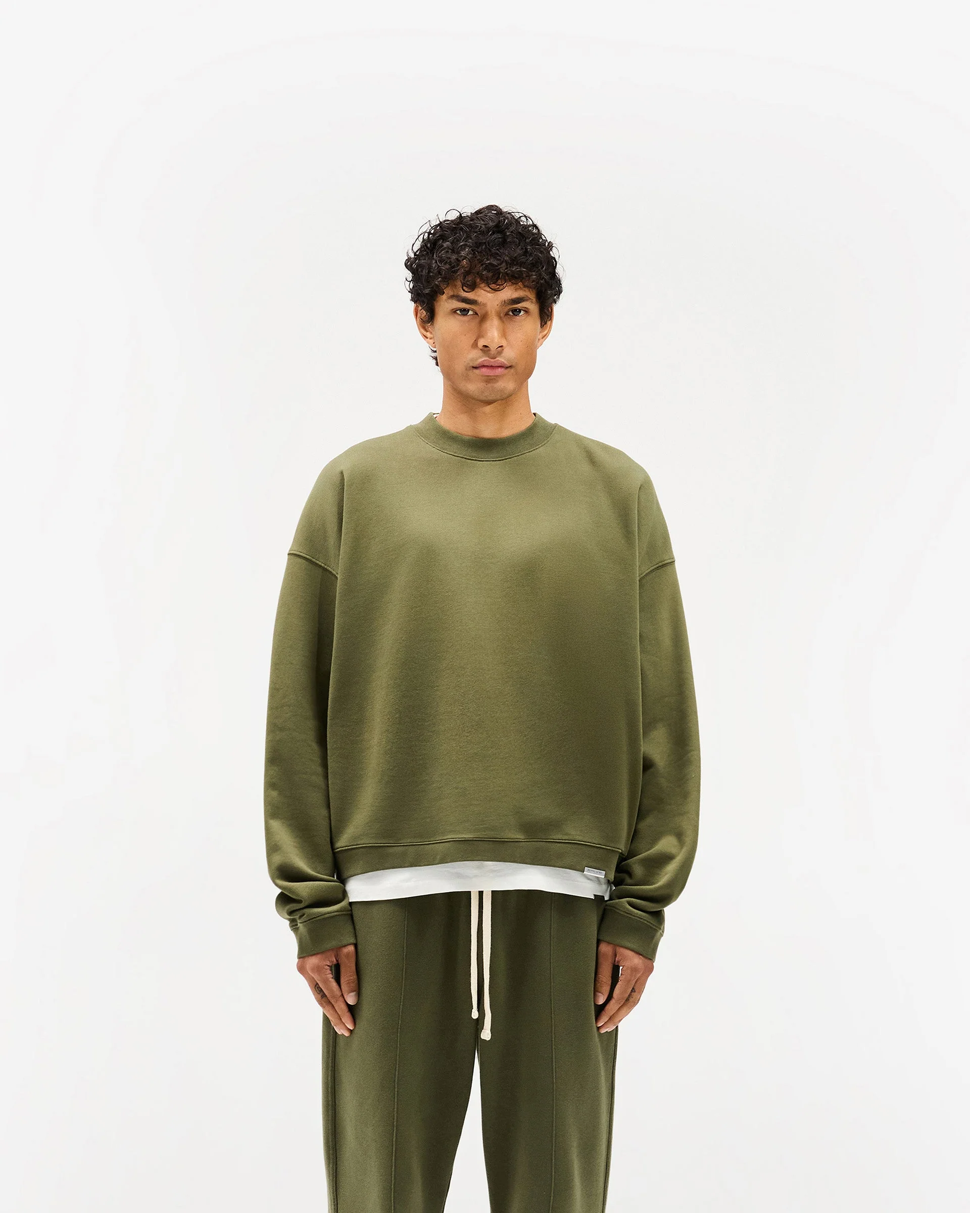 Initial Boxy Sweater - Army Green - Image 3