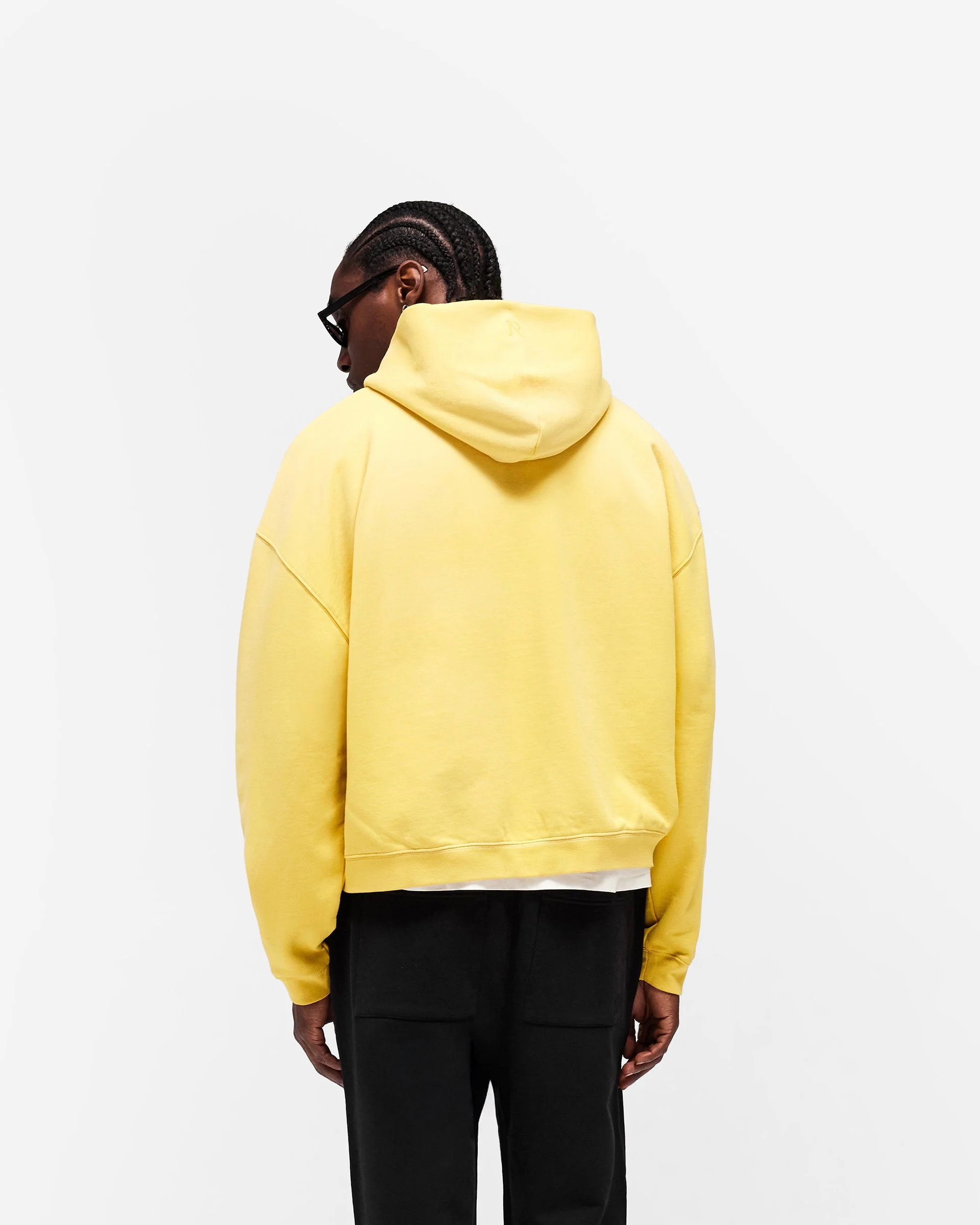 Initial Boxy Zip Through Hoodie - Canary Yellow - Image 5