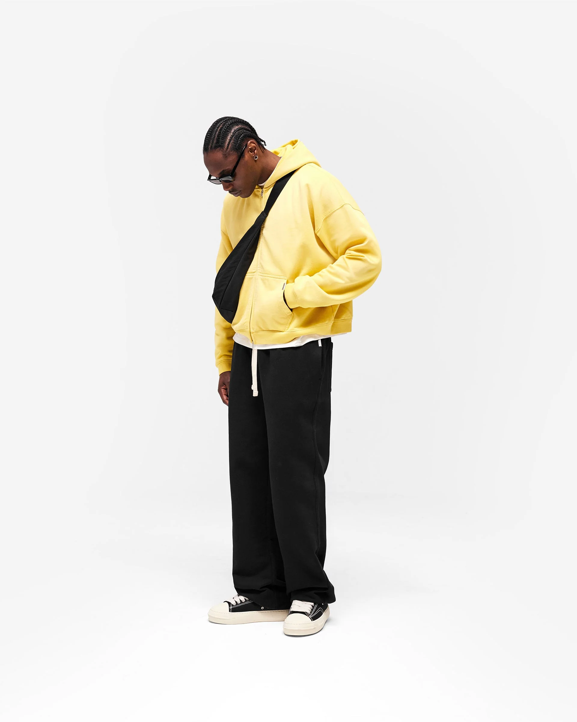 Initial Boxy Zip Through Hoodie - Canary Yellow - Image 8