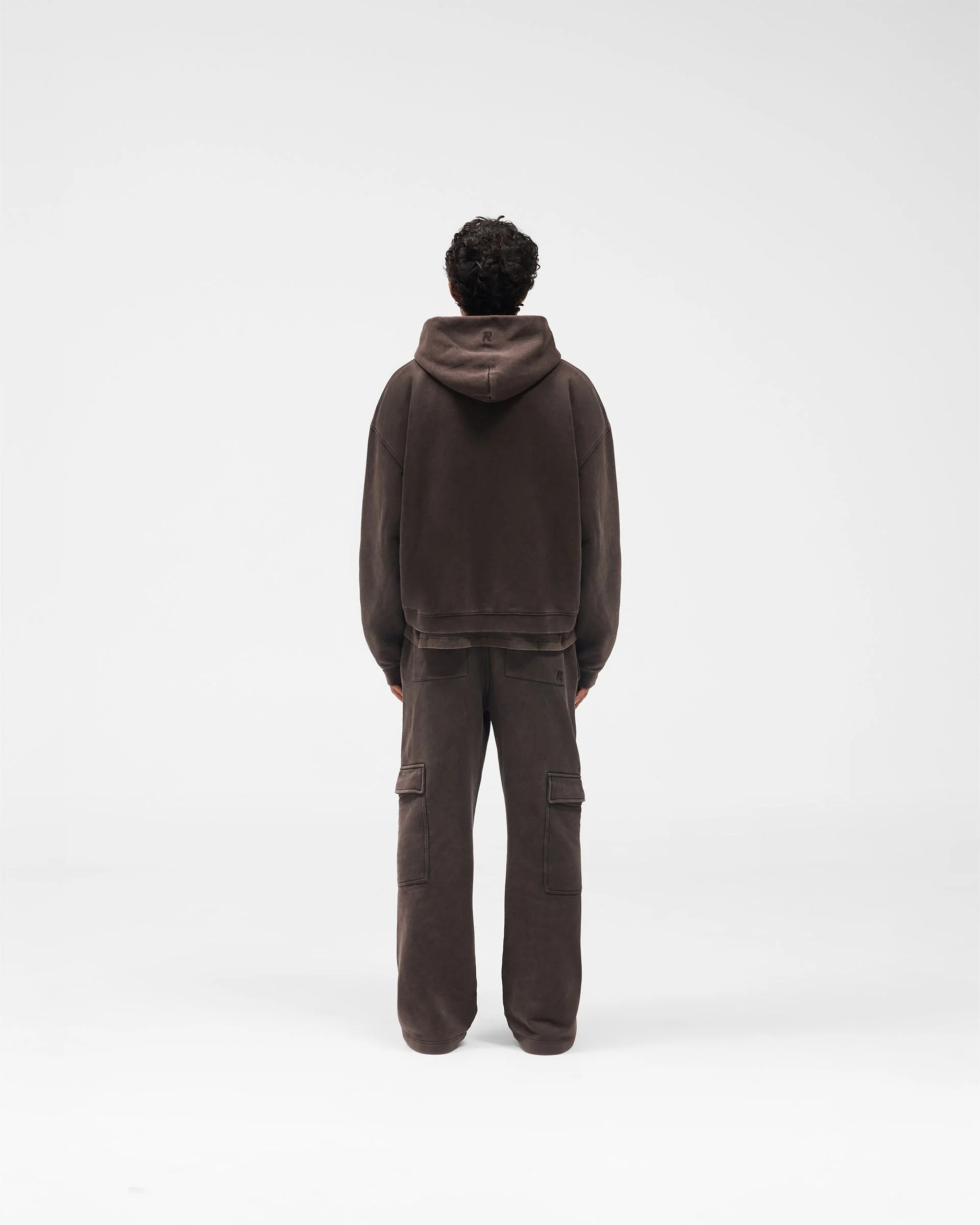 Initial Boxy Zip Through Hoodie - Coffee - Image 9