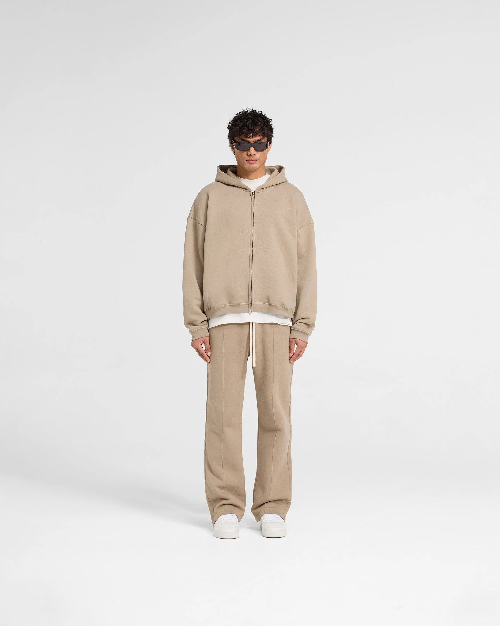 Initial Boxy Zip Through Hoodie - Dune - Image 5