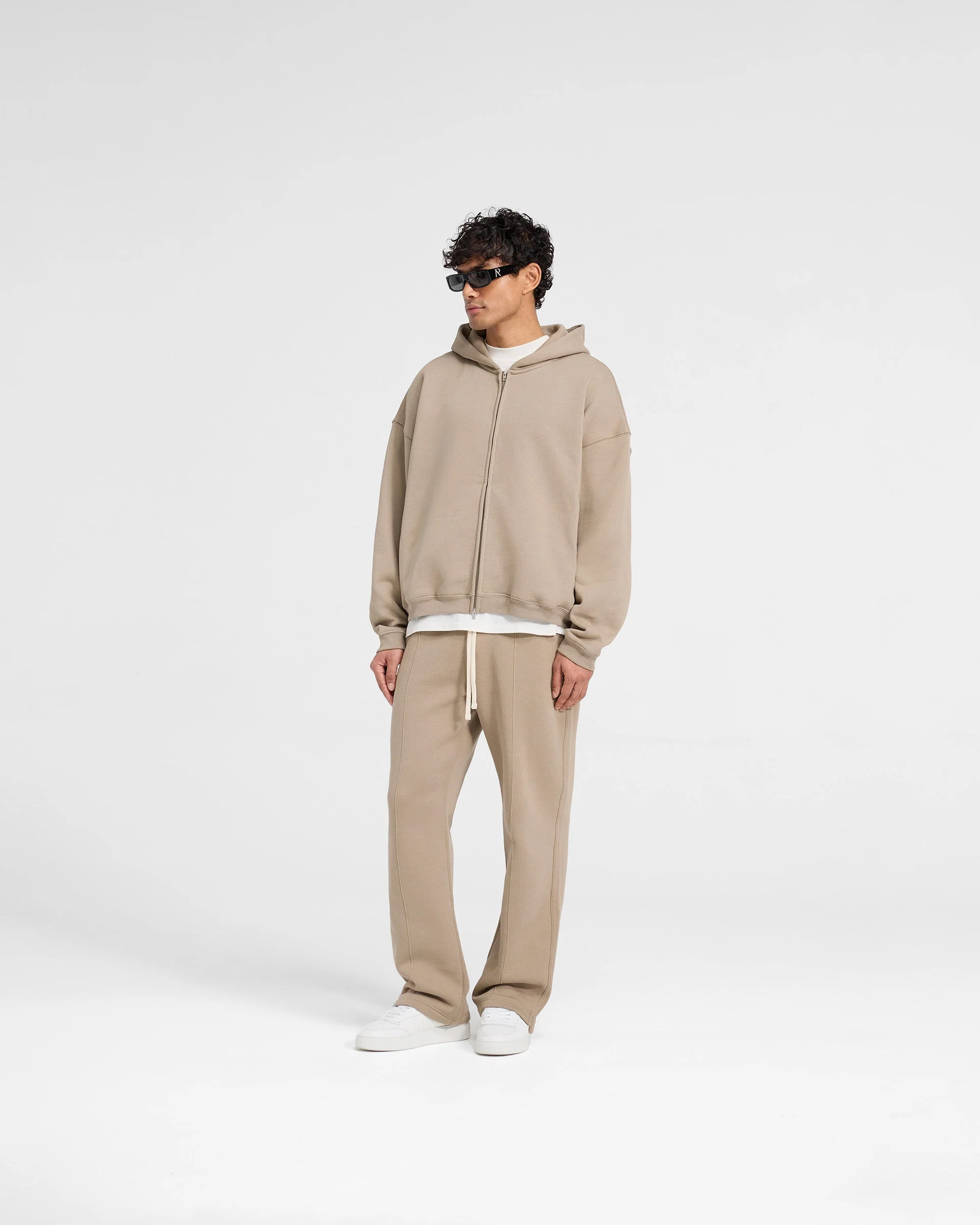 Initial Boxy Zip Through Hoodie - Dune - Image 6