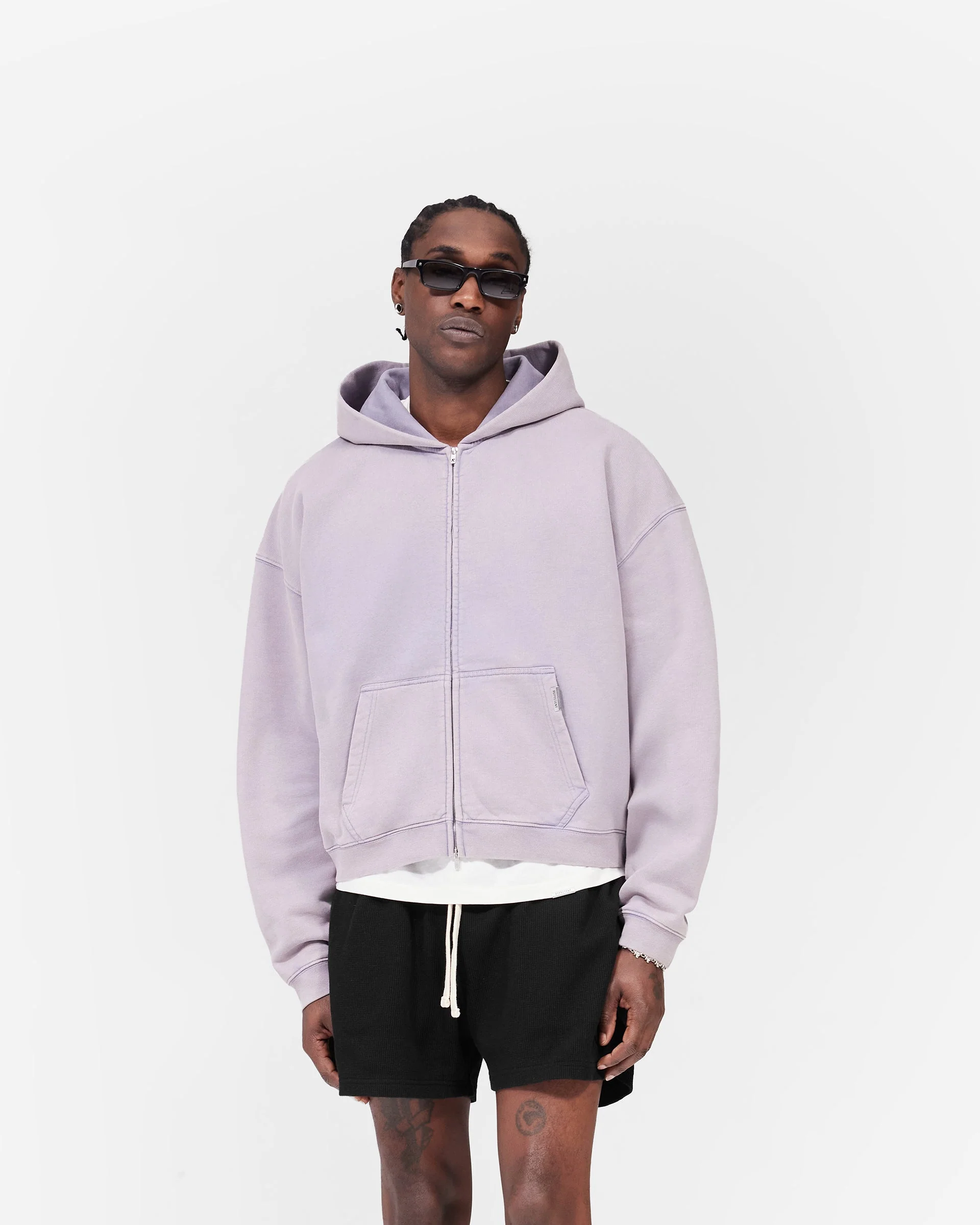 Initial Boxy Zip Through Hoodie - Mist - Image 3