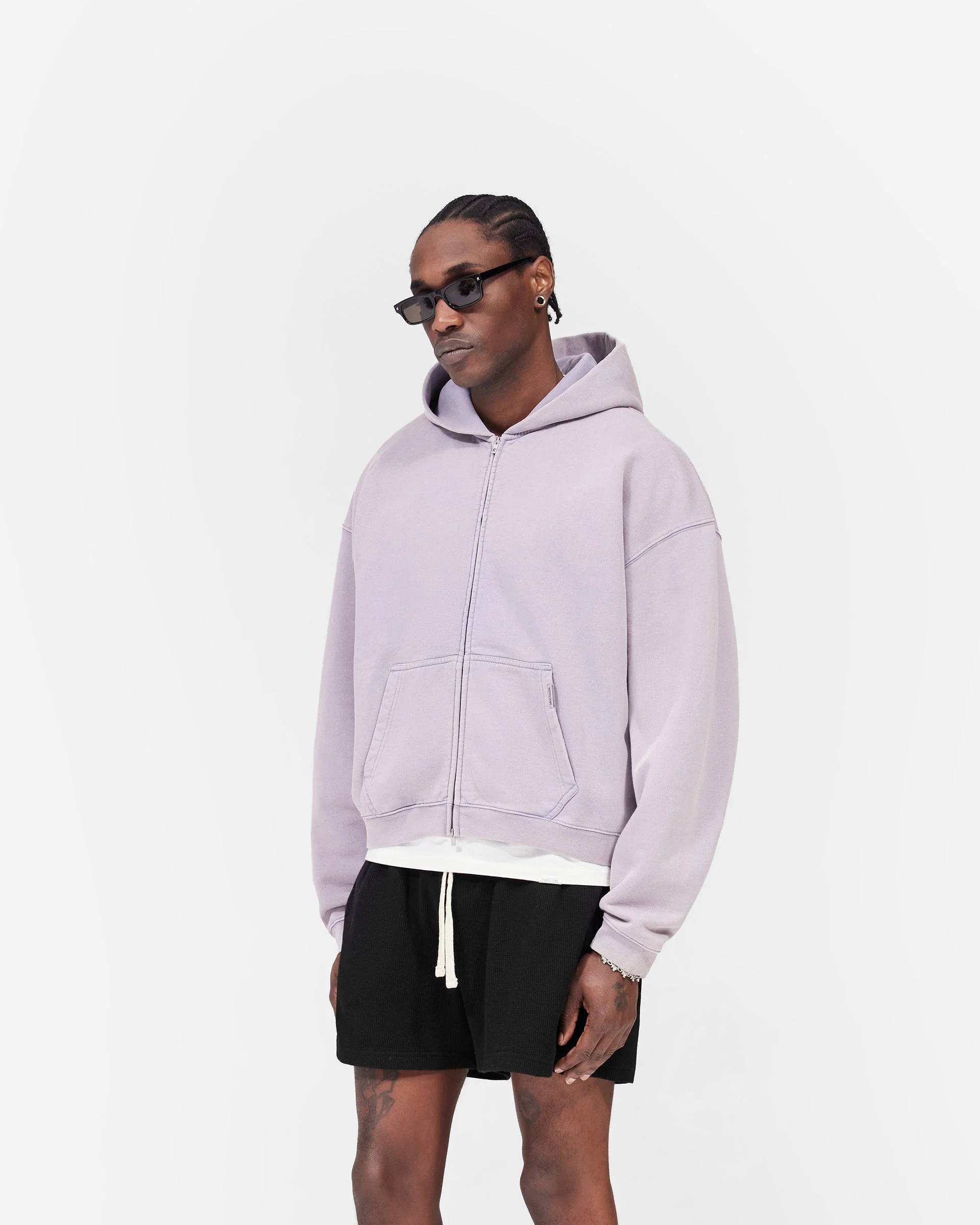Initial Boxy Zip Through Hoodie - Mist - Image 4