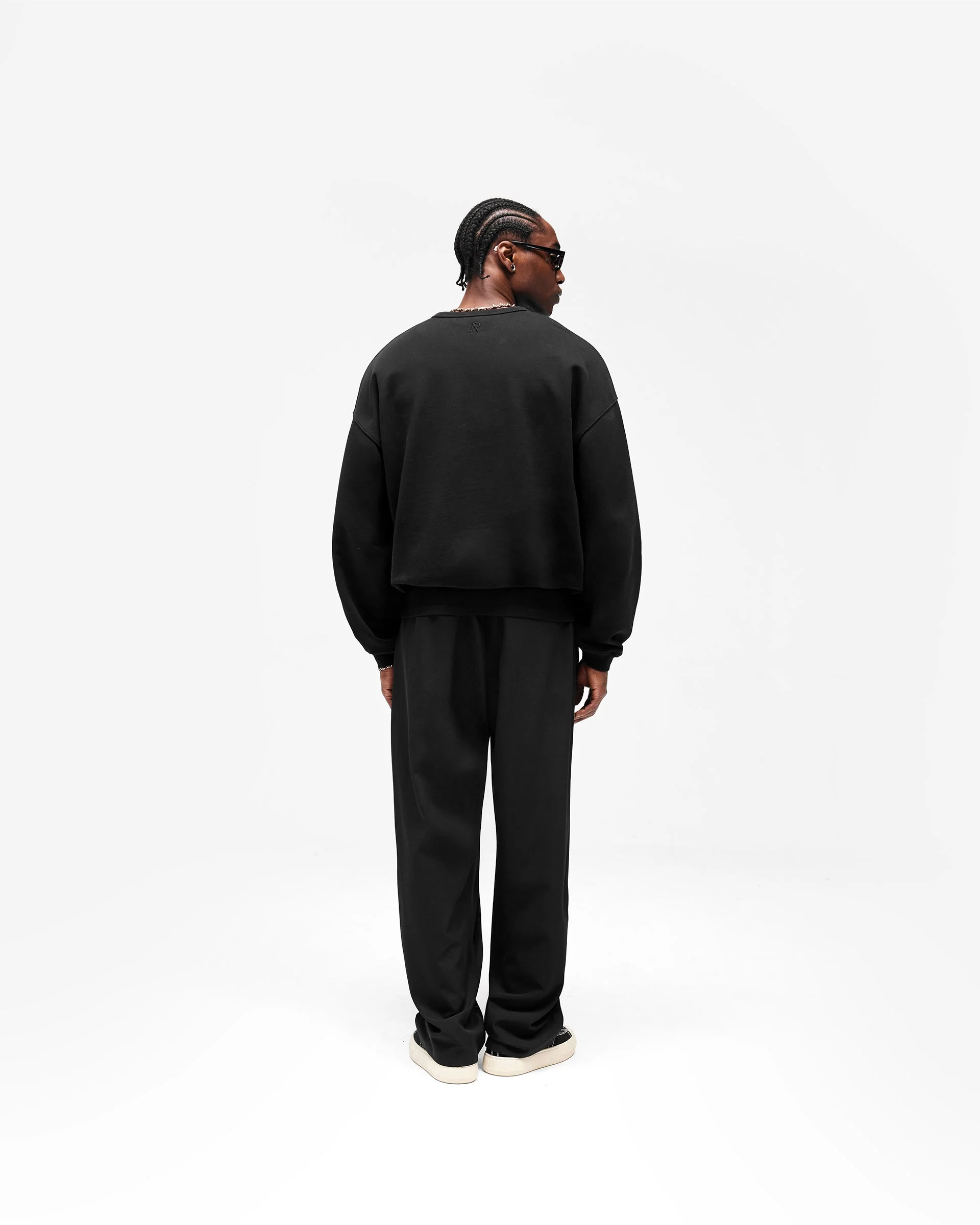 Initial Henley Collar Sweater - Jet Black - Image 11