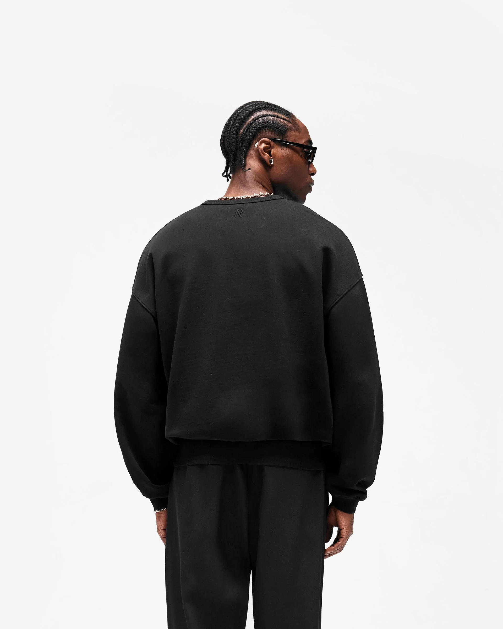 Initial Henley Collar Sweater - Jet Black - Image 6