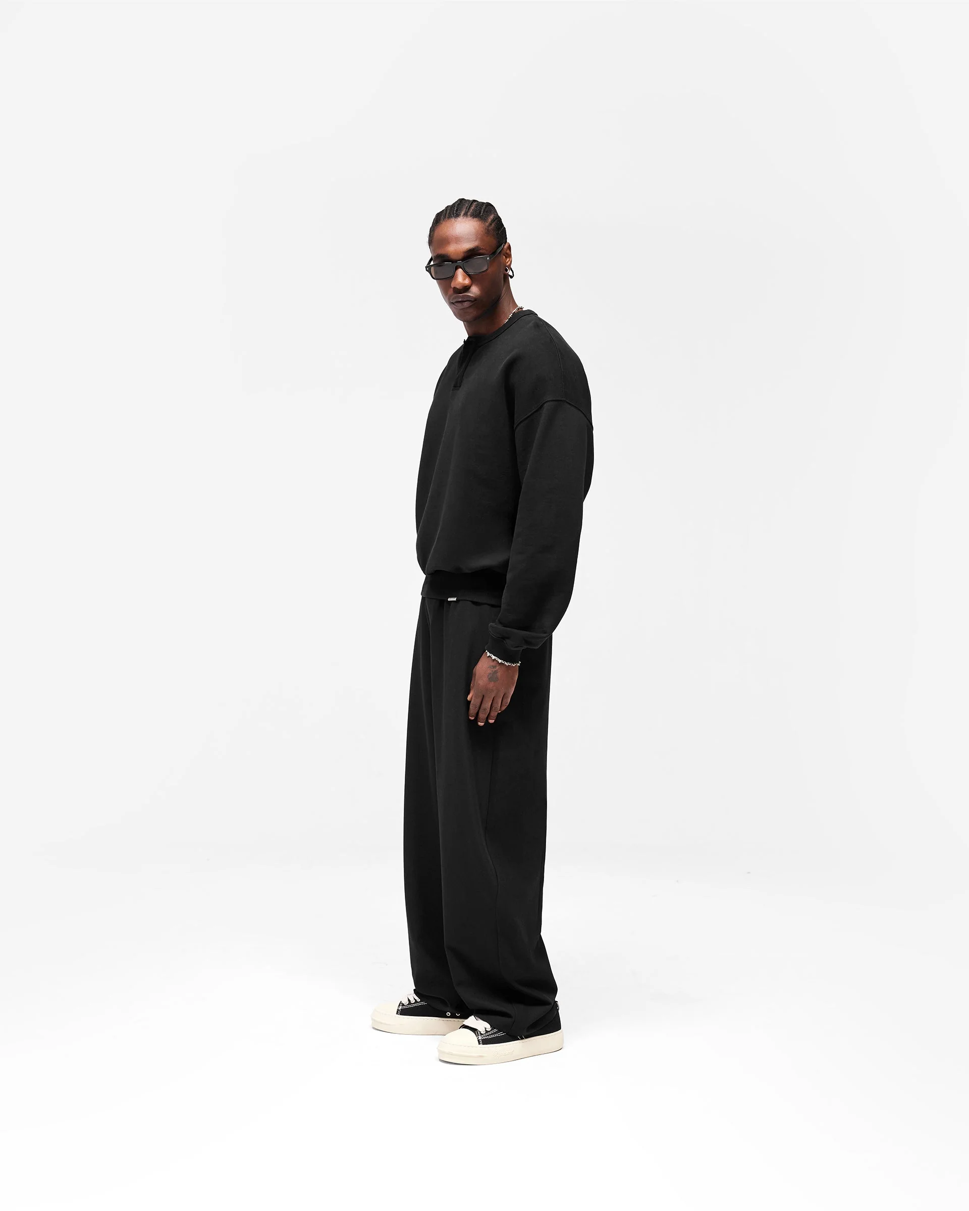 Initial Henley Collar Sweater - Jet Black - Image 9