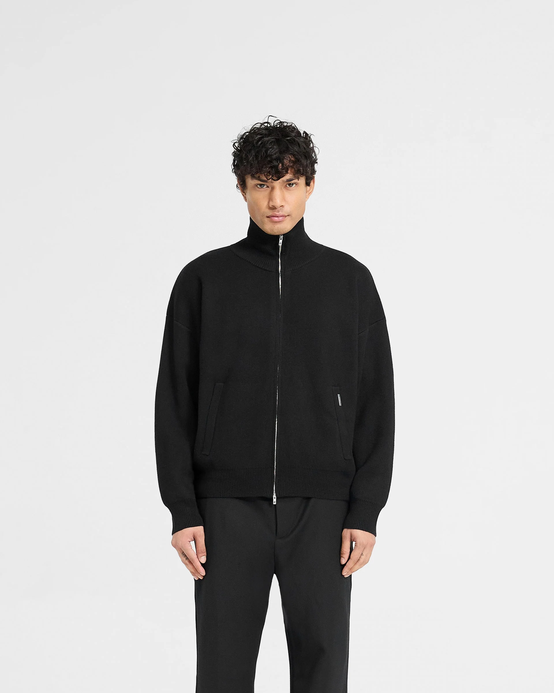 Initial Knitted Track Jacket - Jet Black - Image 3