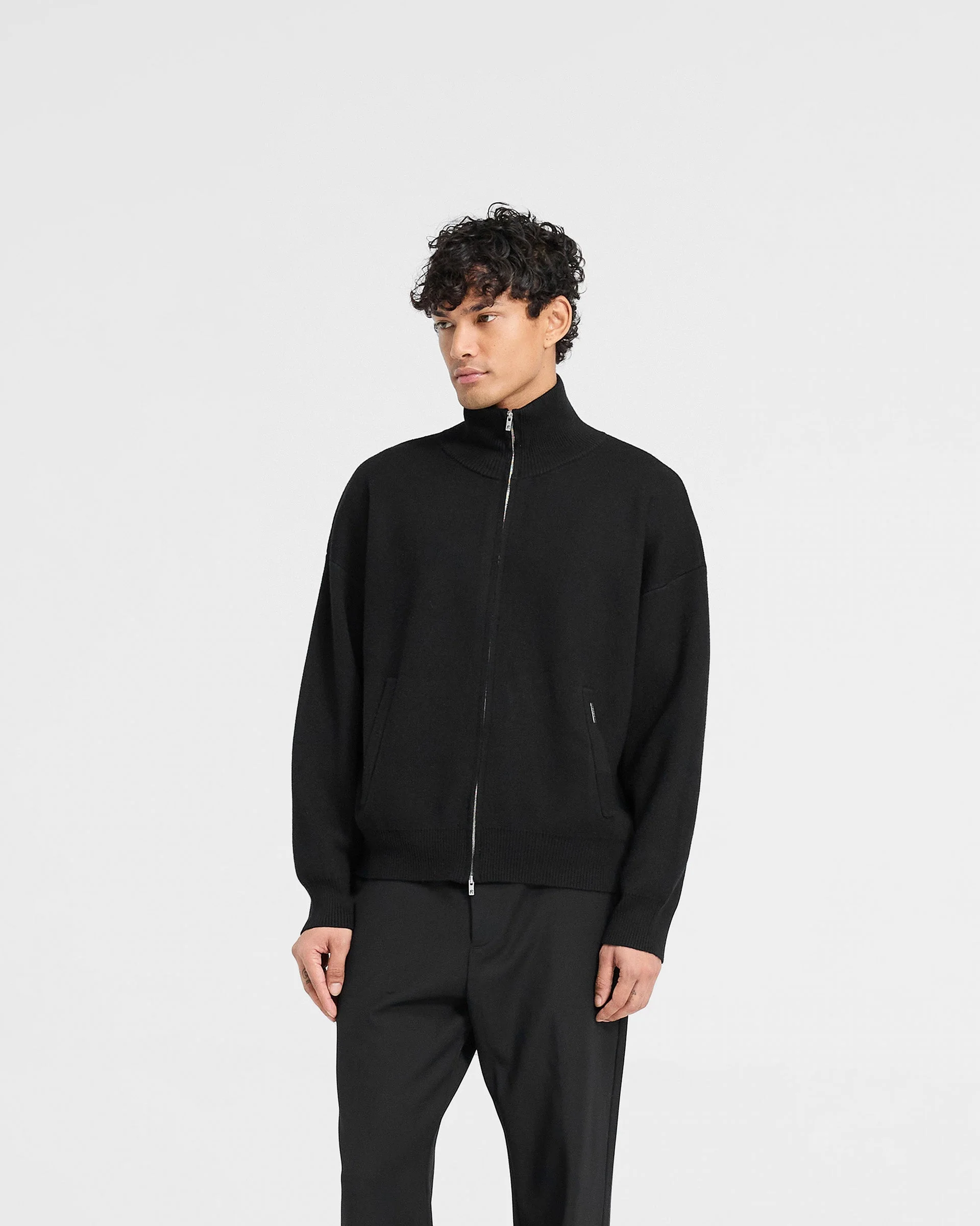 Initial Knitted Track Jacket - Jet Black - Image 4