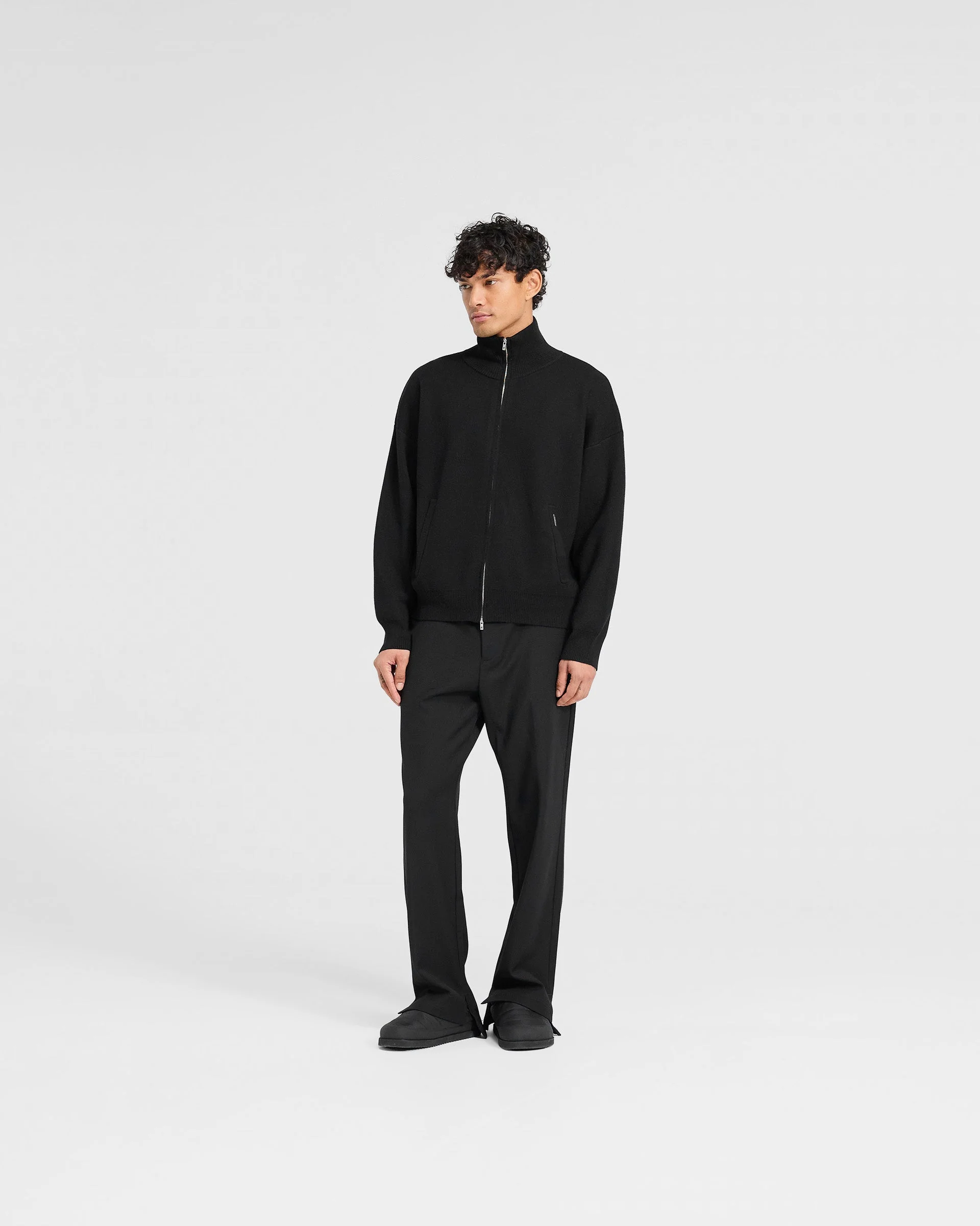 Initial Knitted Track Jacket - Jet Black - Image 7