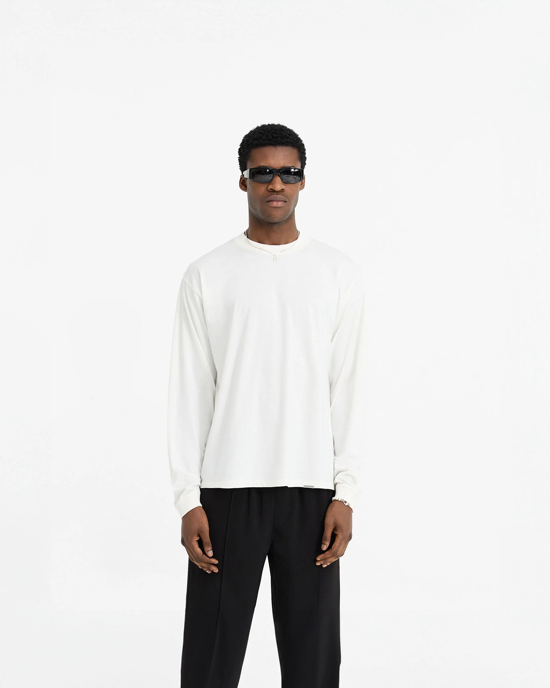 Initial Long Sleeve T-Shirt - Flat White - Image 3