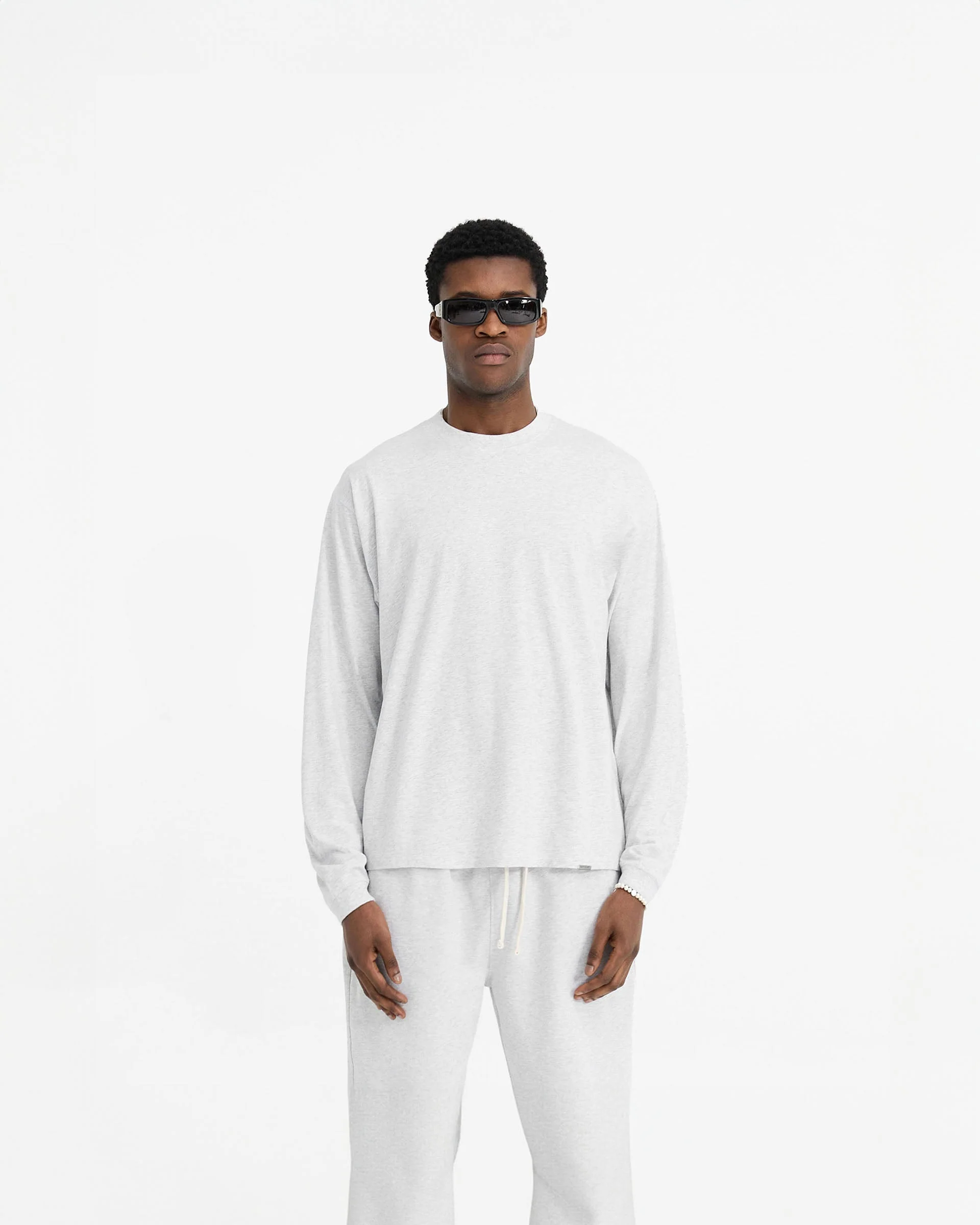 Initial Long Sleeve T-Shirt - Ice Grey Marl - Image 3