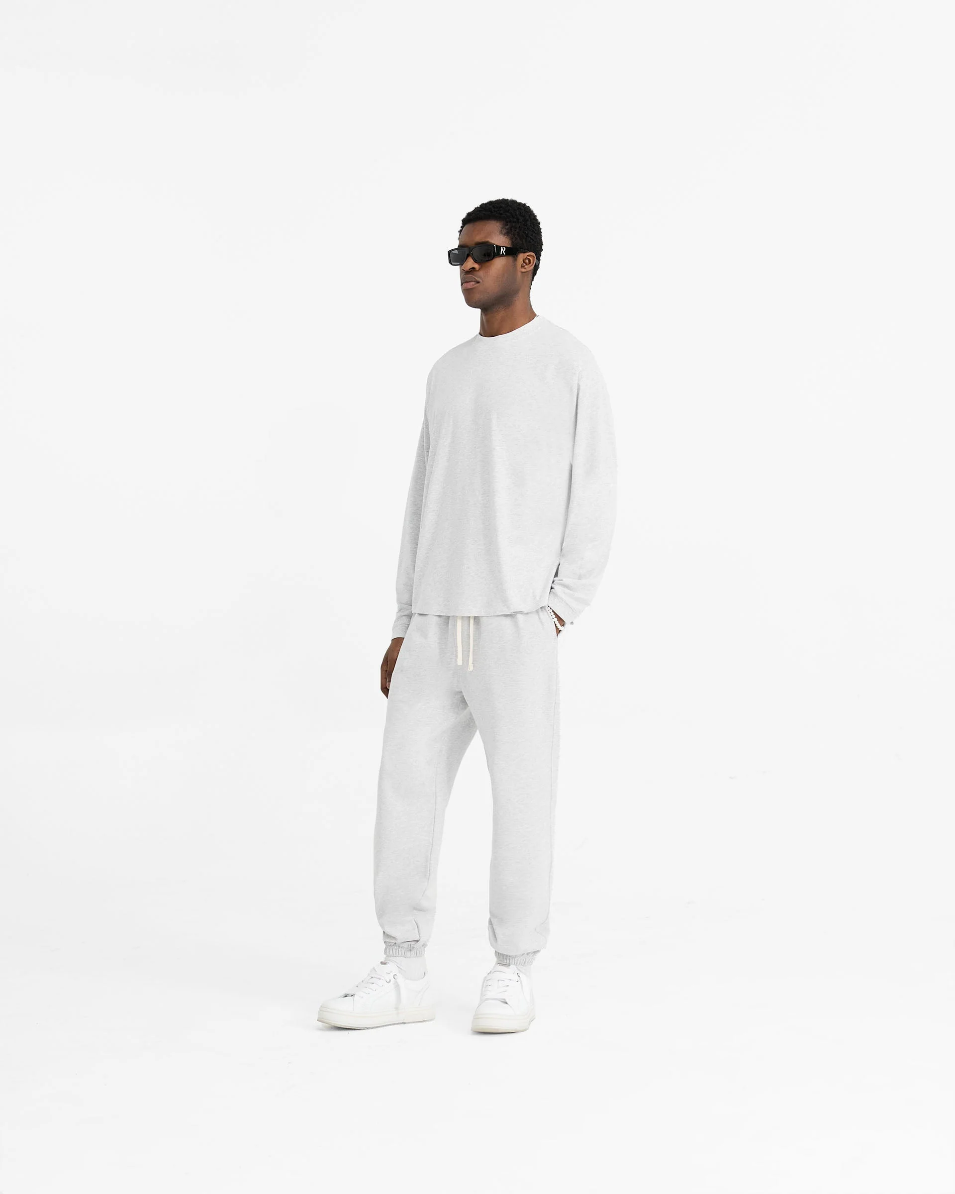 Initial Long Sleeve T-Shirt - Ice Grey Marl - Image 6