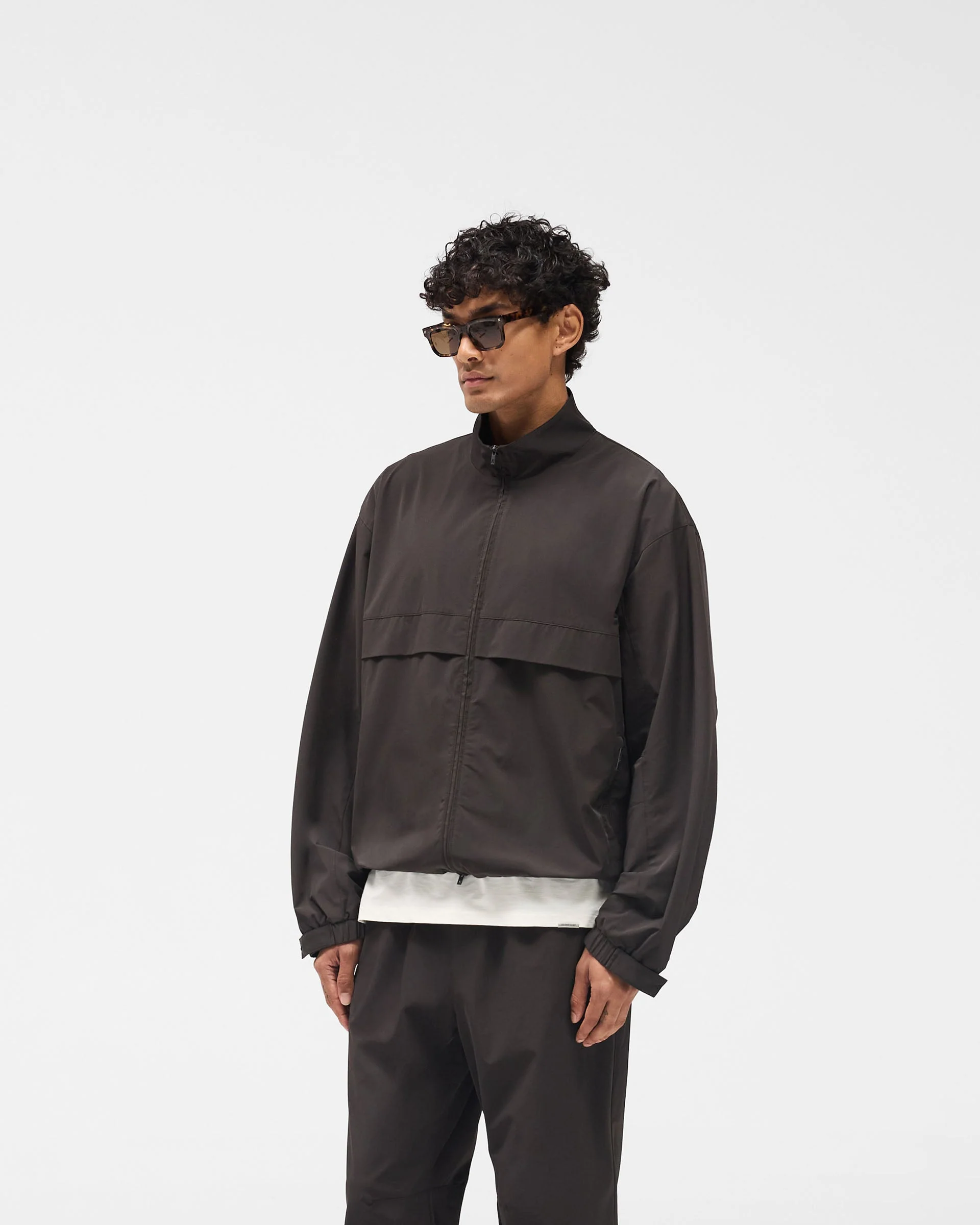 Initial Nylon Track Jacket - Coffee - Image 2