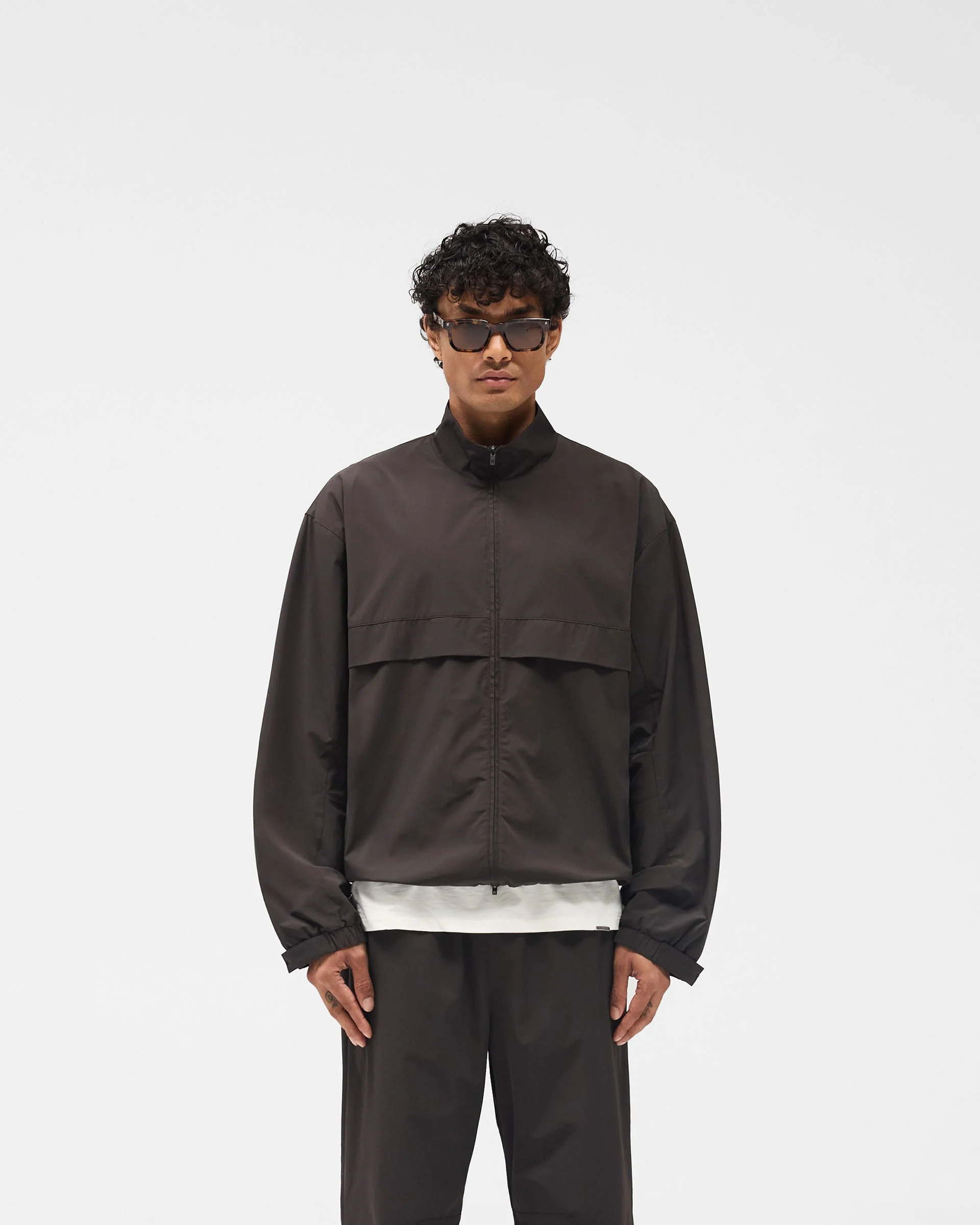 Initial Nylon Track Jacket - Coffee - Image 3