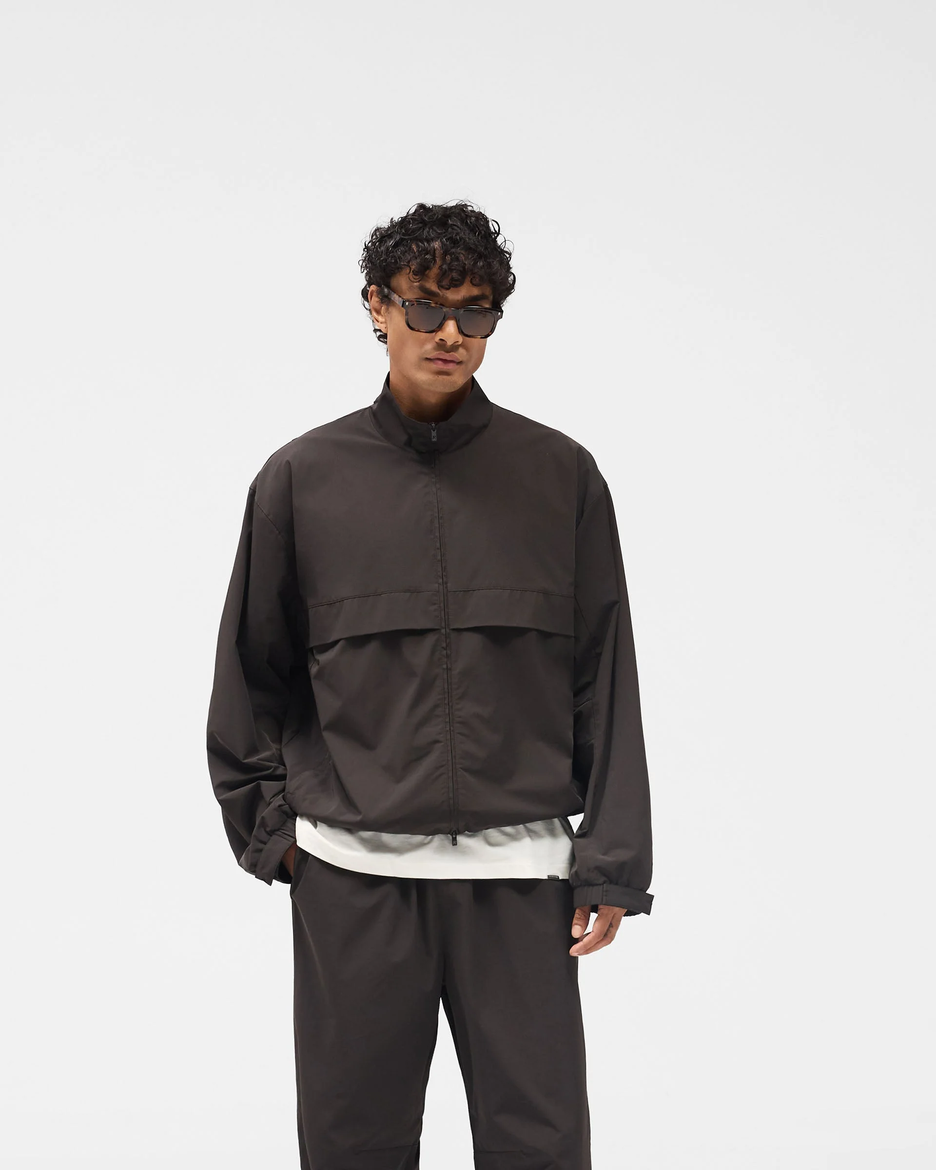 Initial Nylon Track Jacket - Coffee - Image 4